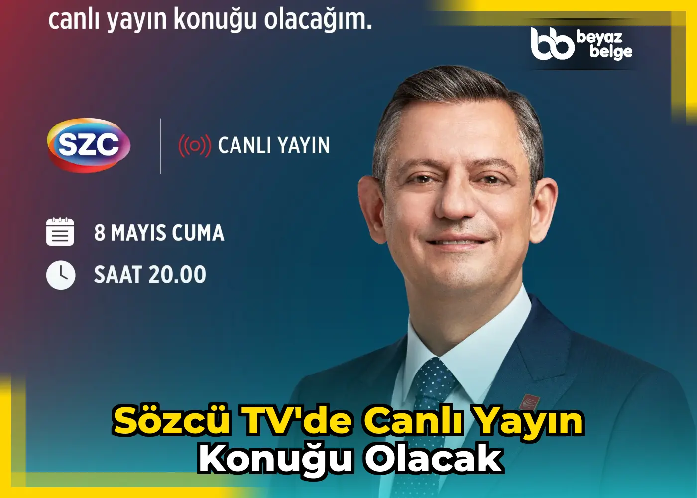 Sözcü TV'de canlı yayın konuğu olacak