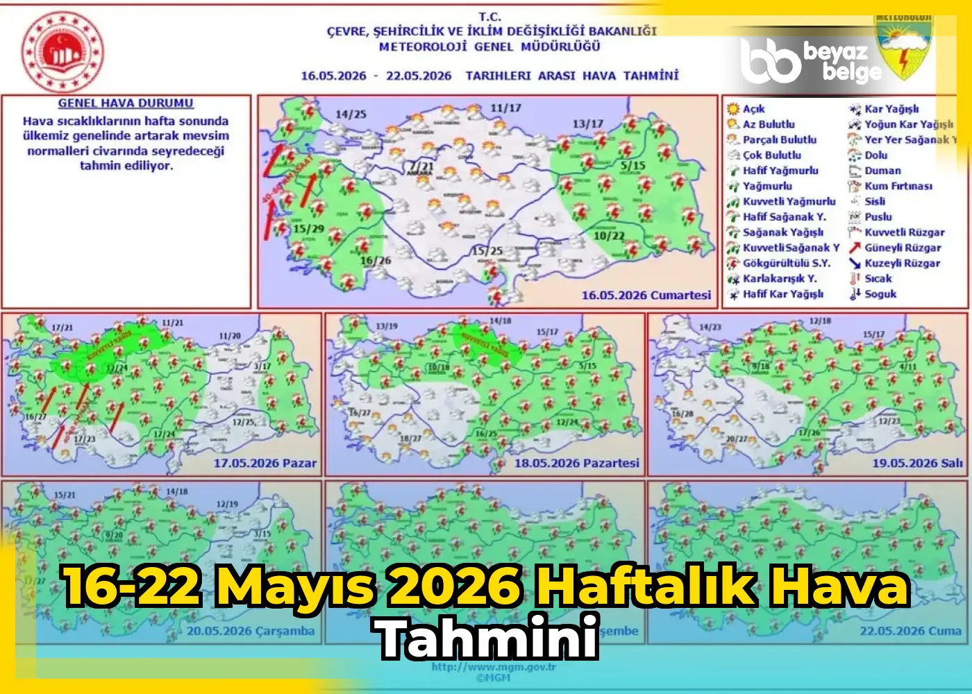 16-22 Mayıs 2026 Haftalık Hava Tahmini