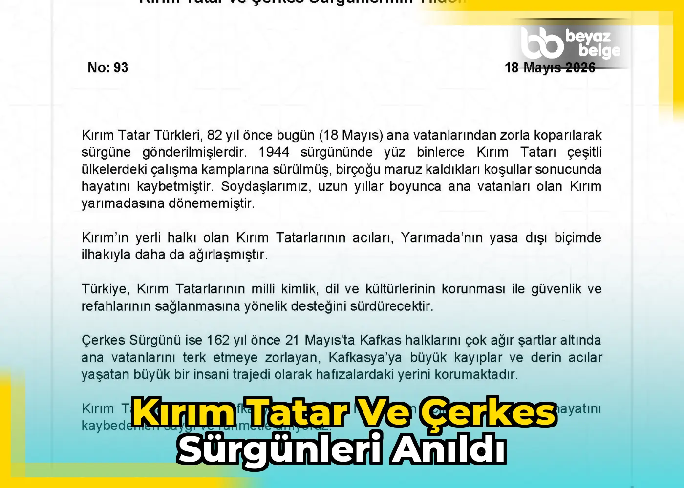 Kırım Tatar ve Çerkes Sürgünleri Anıldı