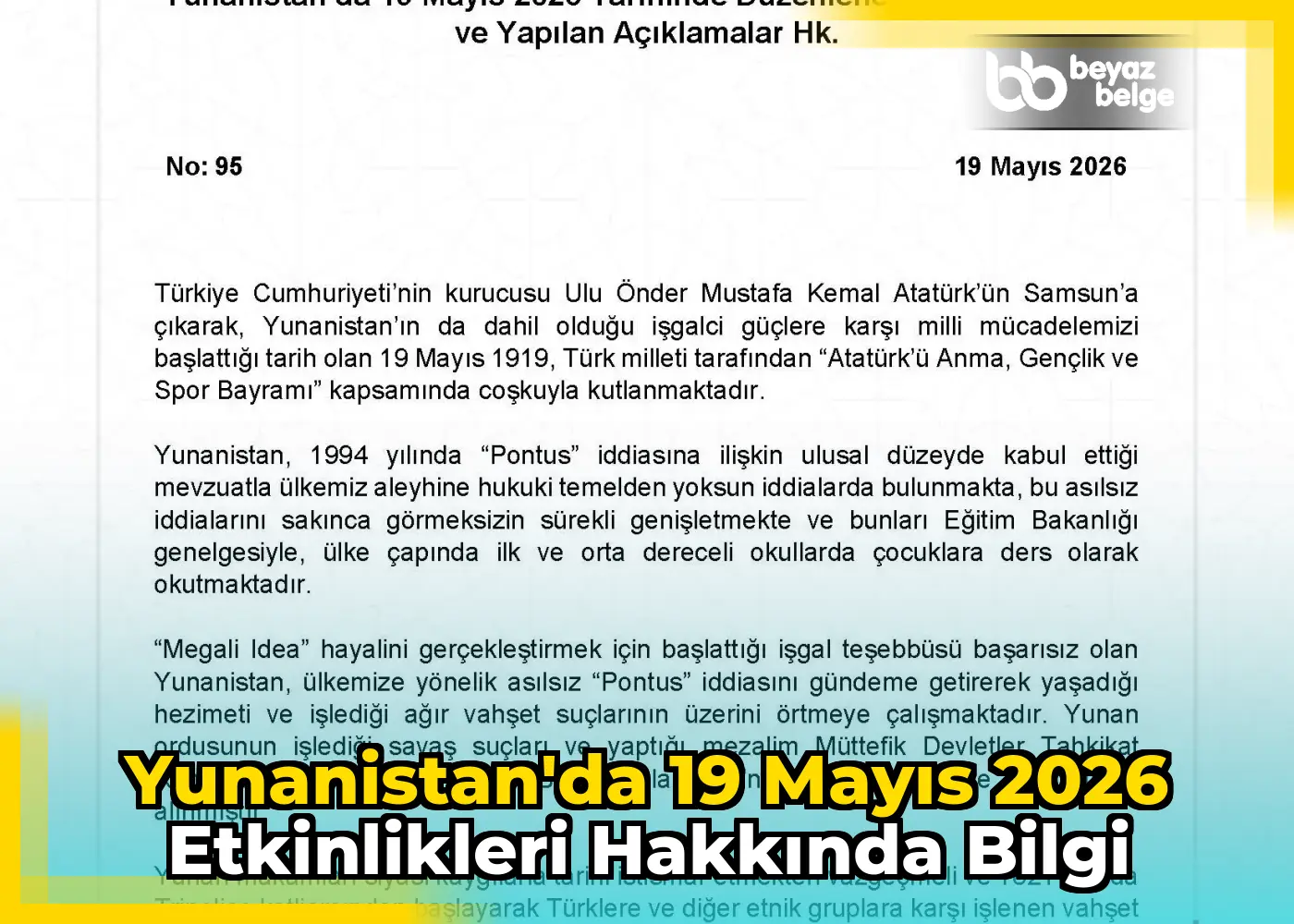 Yunanistan'da 19 Mayıs 2026 Etkinlikleri Hakkında Bilgi