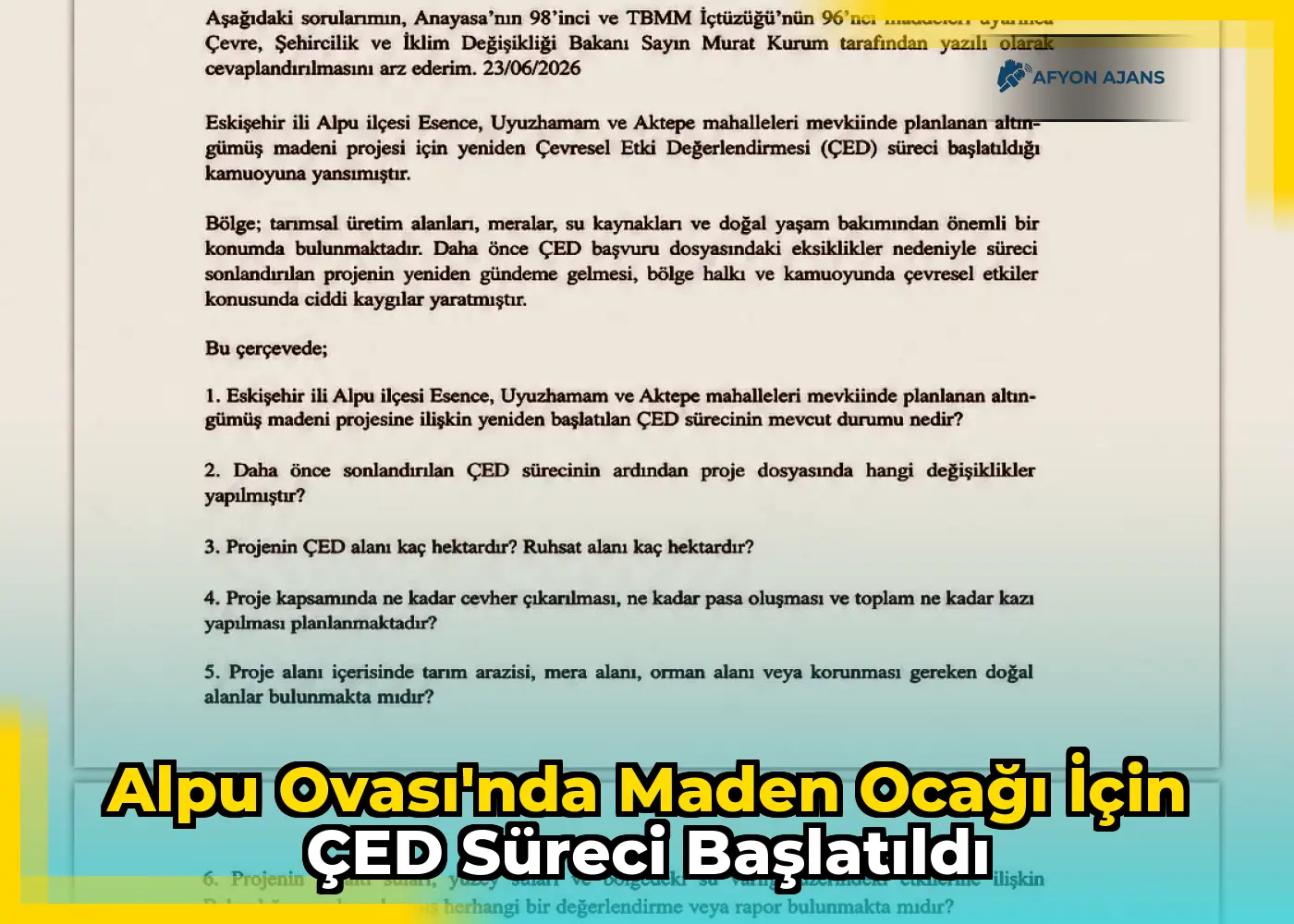 Alpu Ovası'nda maden ocağı için ÇED süreci başlatıldı