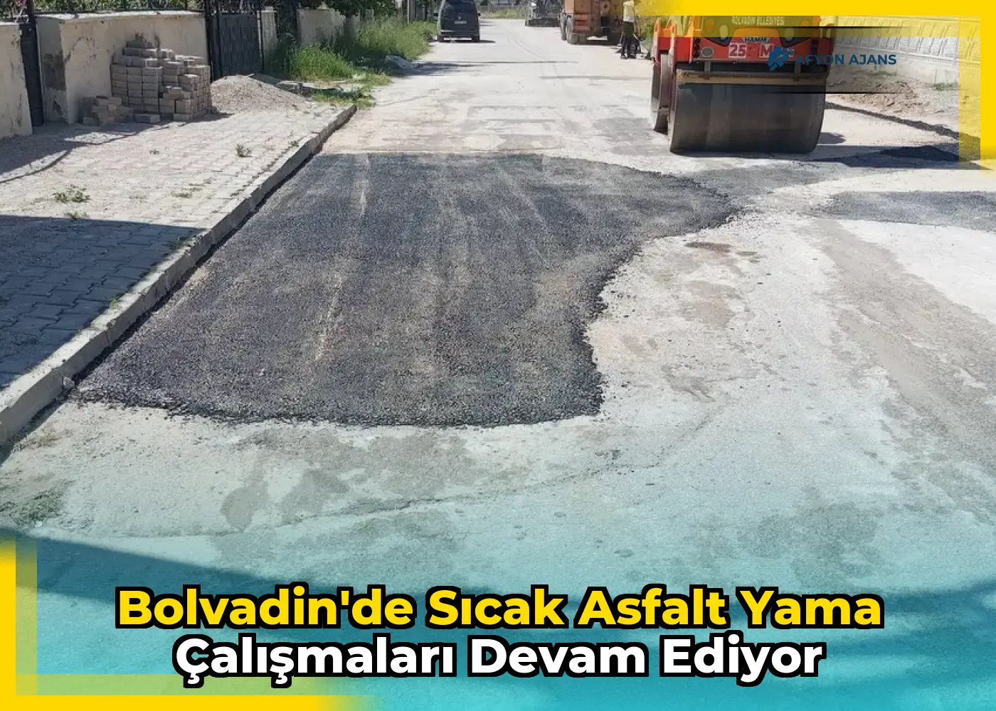 Bolvadin'de Sıcak Asfalt Yama Çalışmaları Devam Ediyor