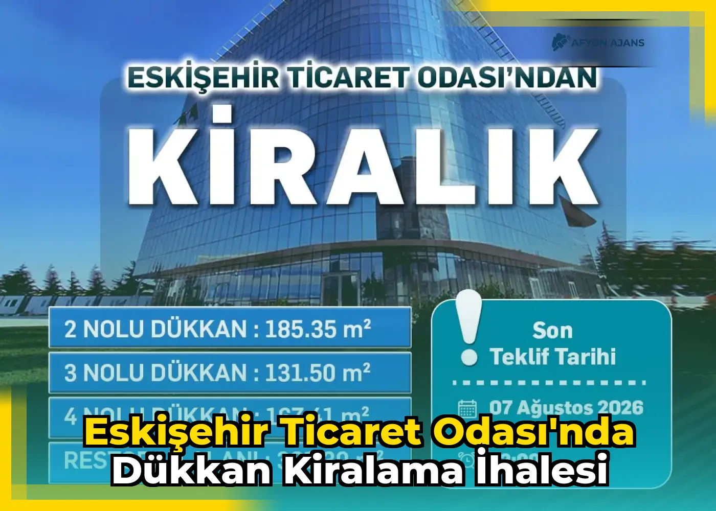 Eskişehir Ticaret Odası'nda Dükkan Kiralama İhalesi