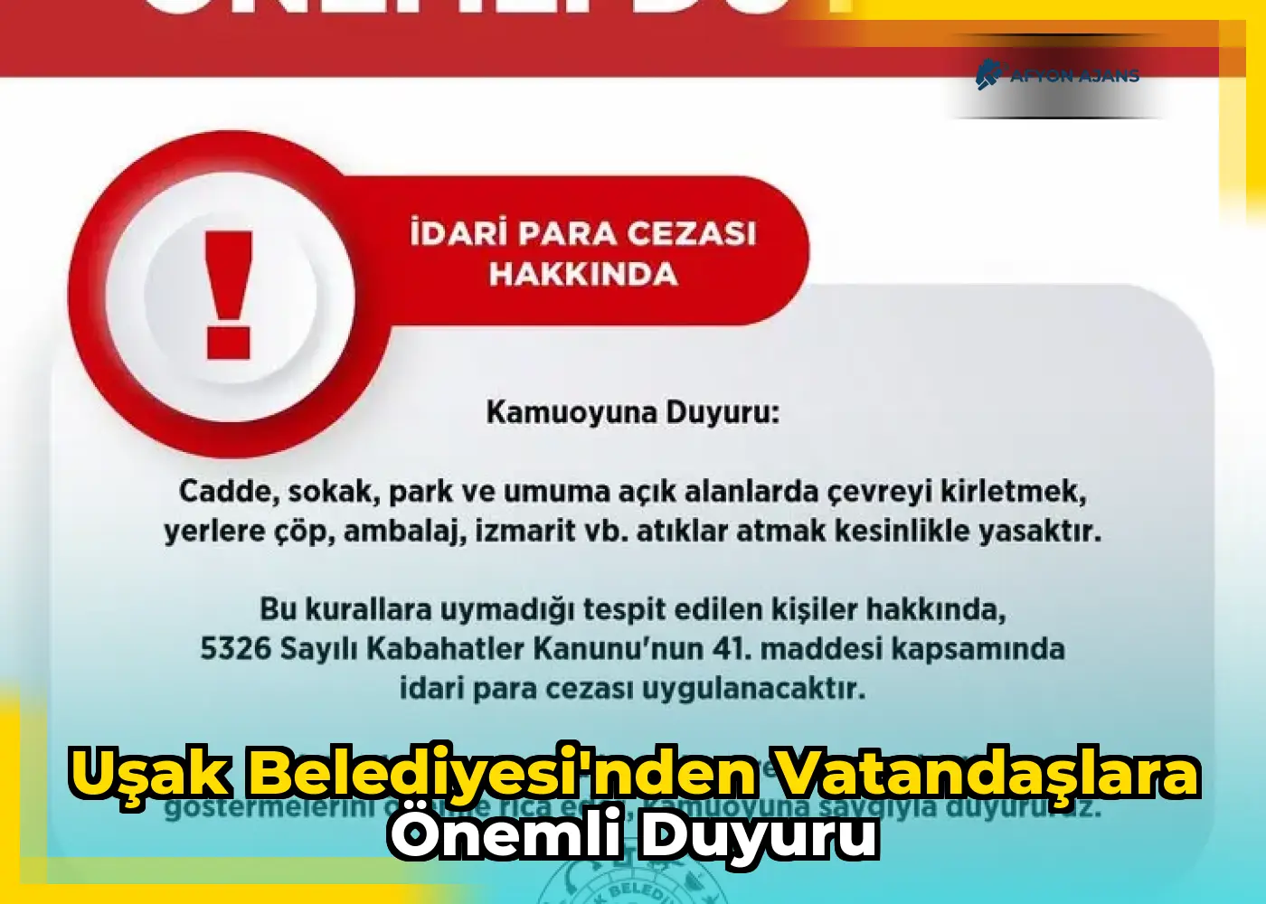 Uşak Belediyesi'nden vatandaşlara önemli duyuru