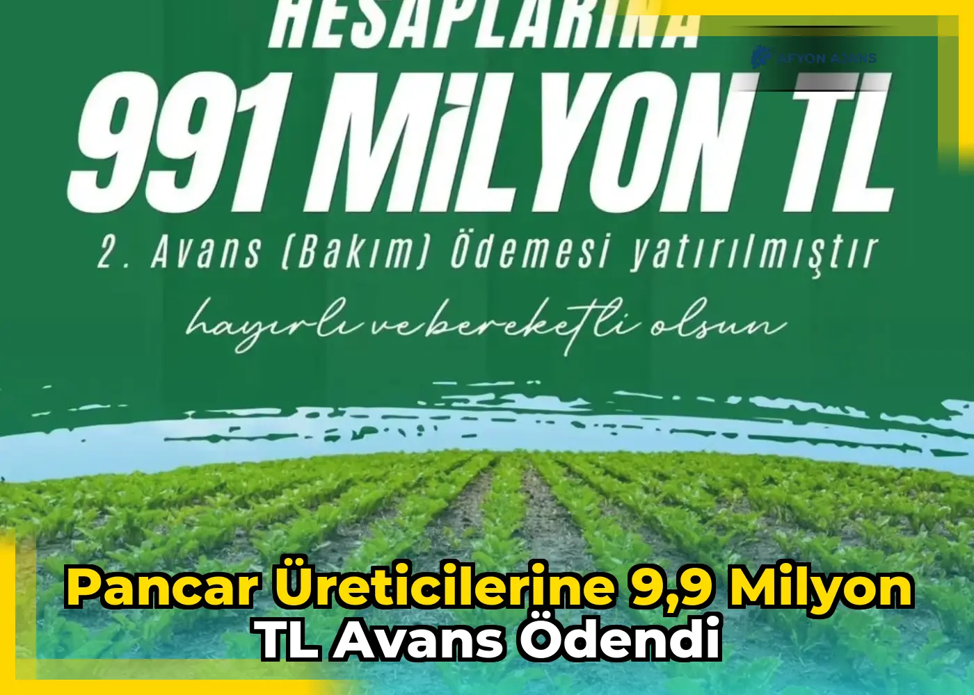 Pancar üreticilerine 9,9 milyon TL avans ödendi