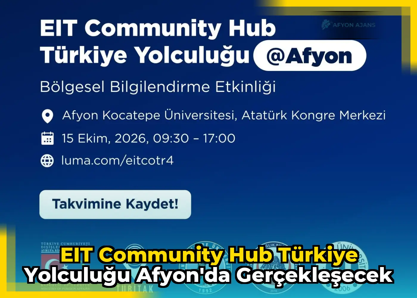 EIT Community Hub Türkiye Yolculuğu Afyon'da Gerçekleşecek