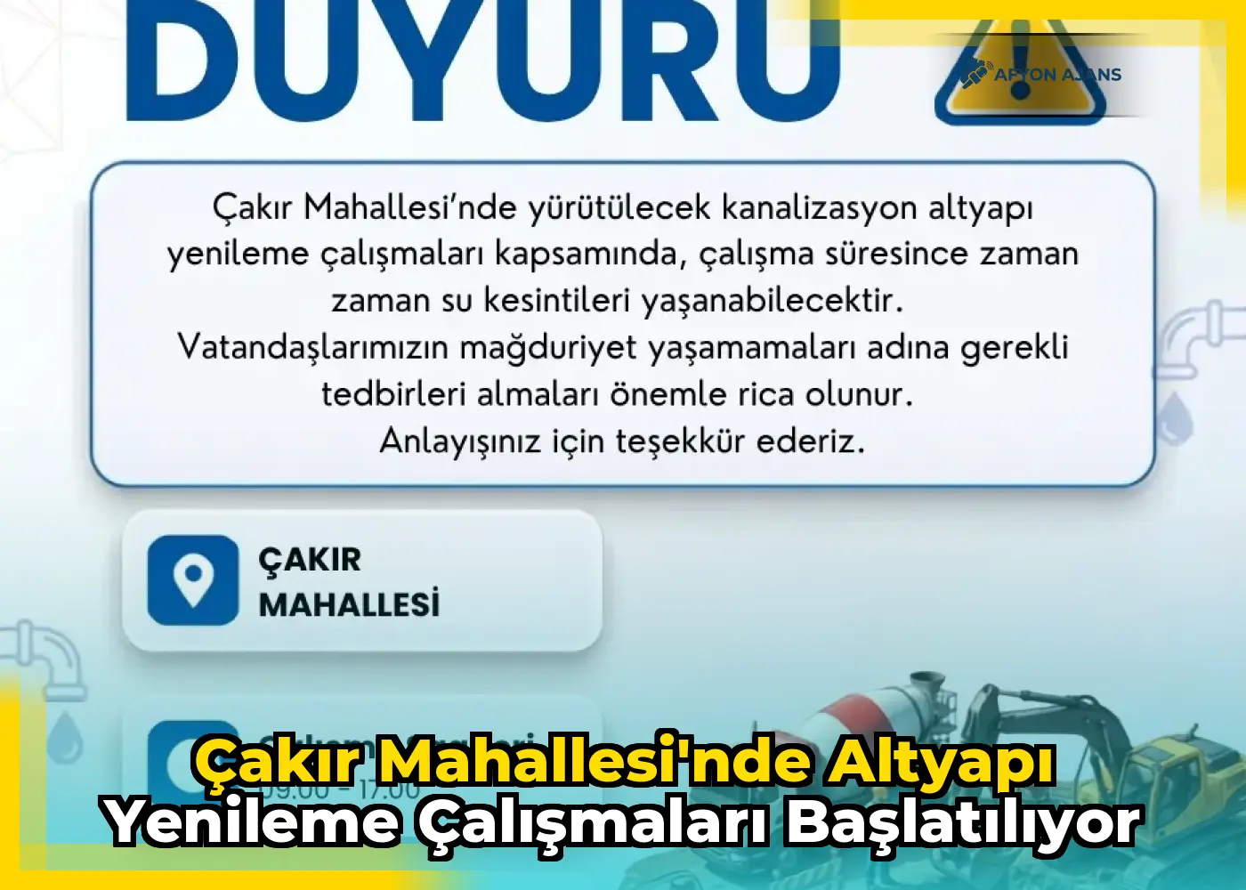 Çakır Mahallesi'nde altyapı yenileme çalışmaları başlatılıyor