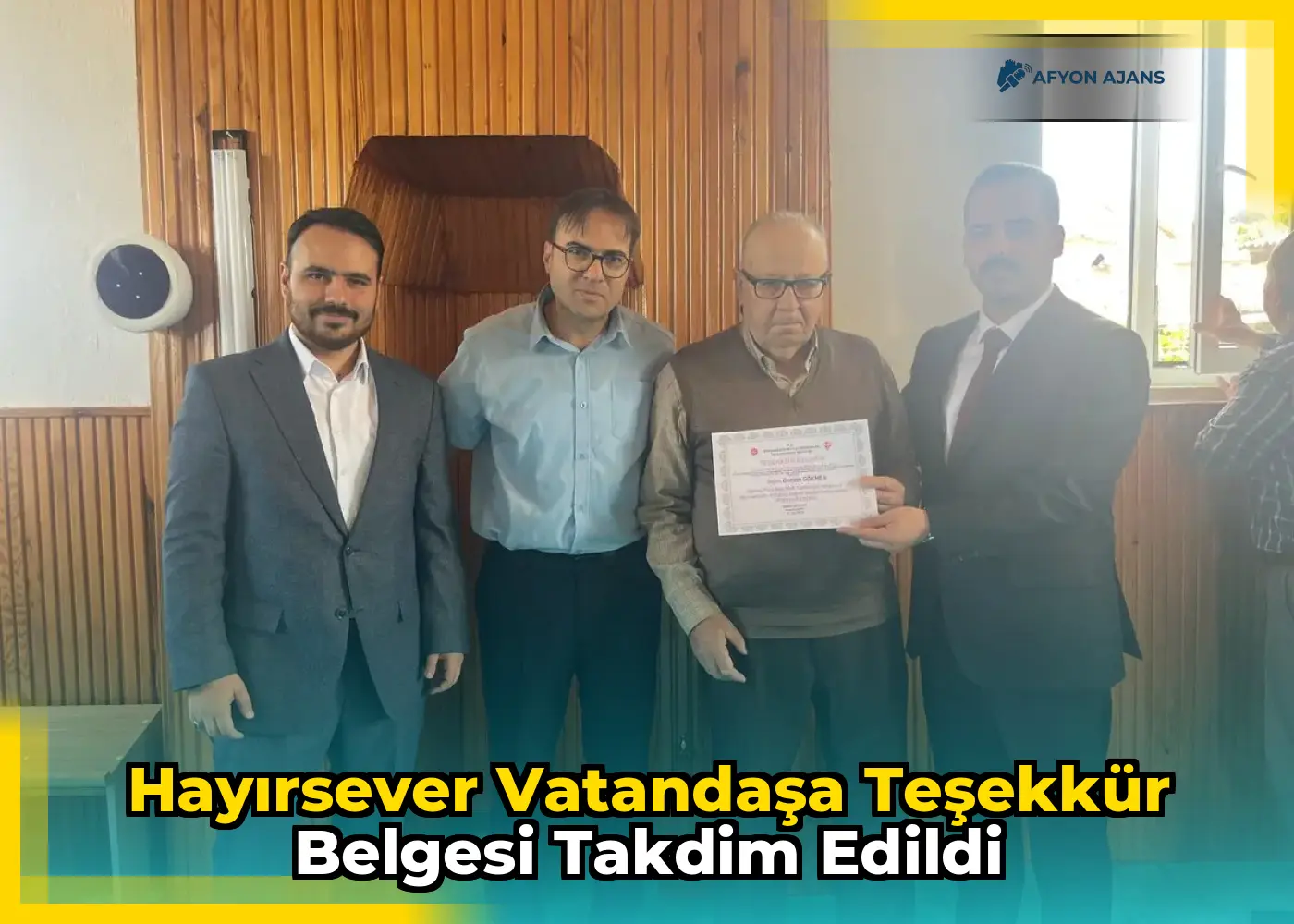 Hayırsever Vatandaşa Teşekkür Belgesi Takdim Edildi