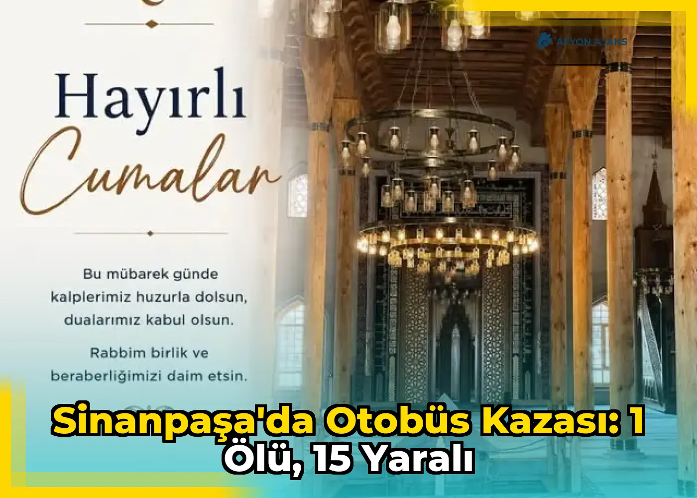 Sinanpaşa'da otobüs kazası: 1 ölü, 15 yaralı