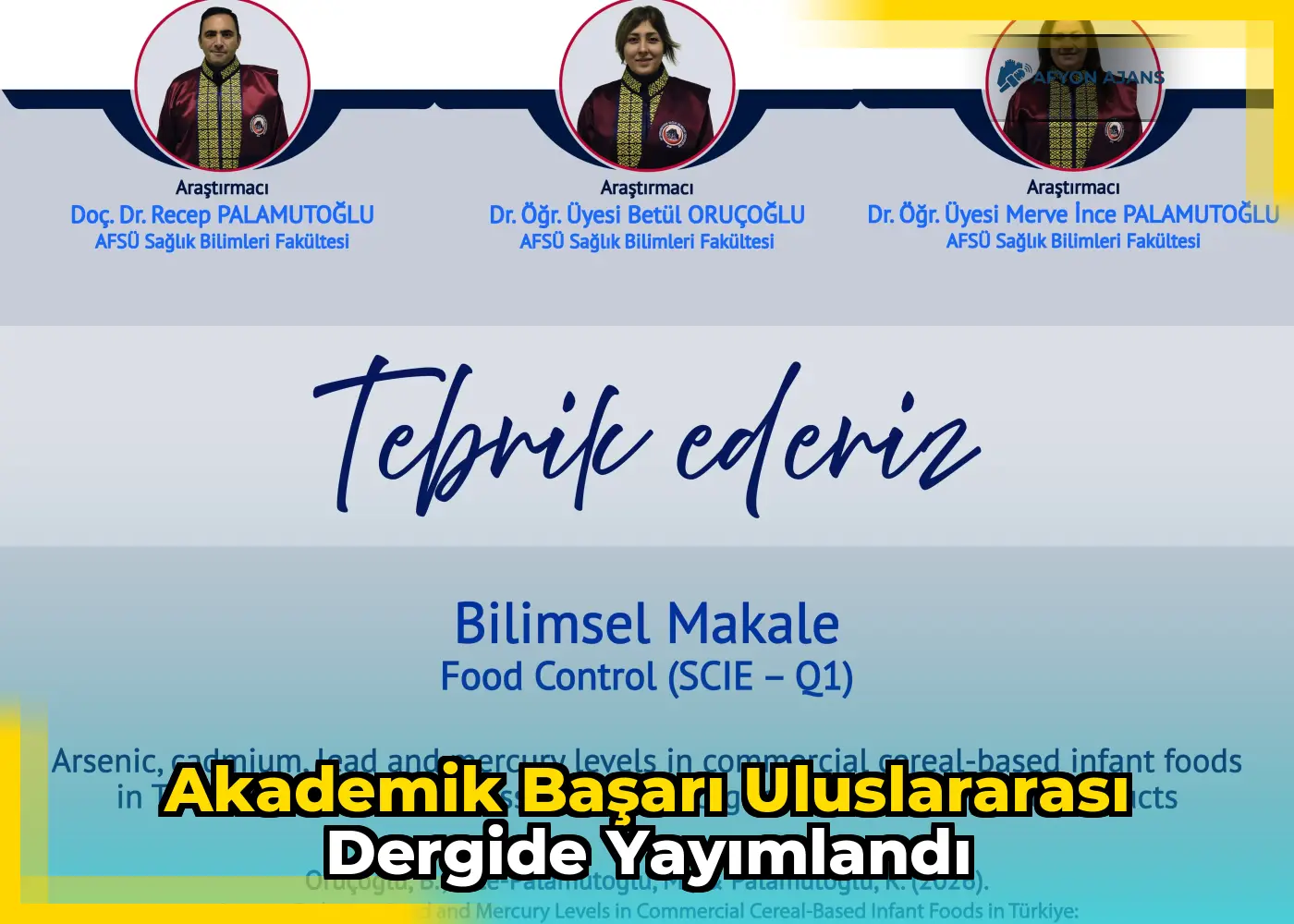 Akademik başarı uluslararası dergide yayımlandı