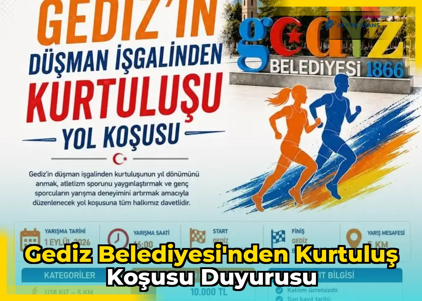 Gediz Belediyesi'nden Kurtuluş Koşusu Duyurusu