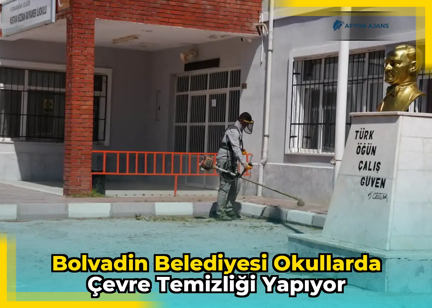 Bolvadin Belediyesi okullarda çevre temizliği yapıyor