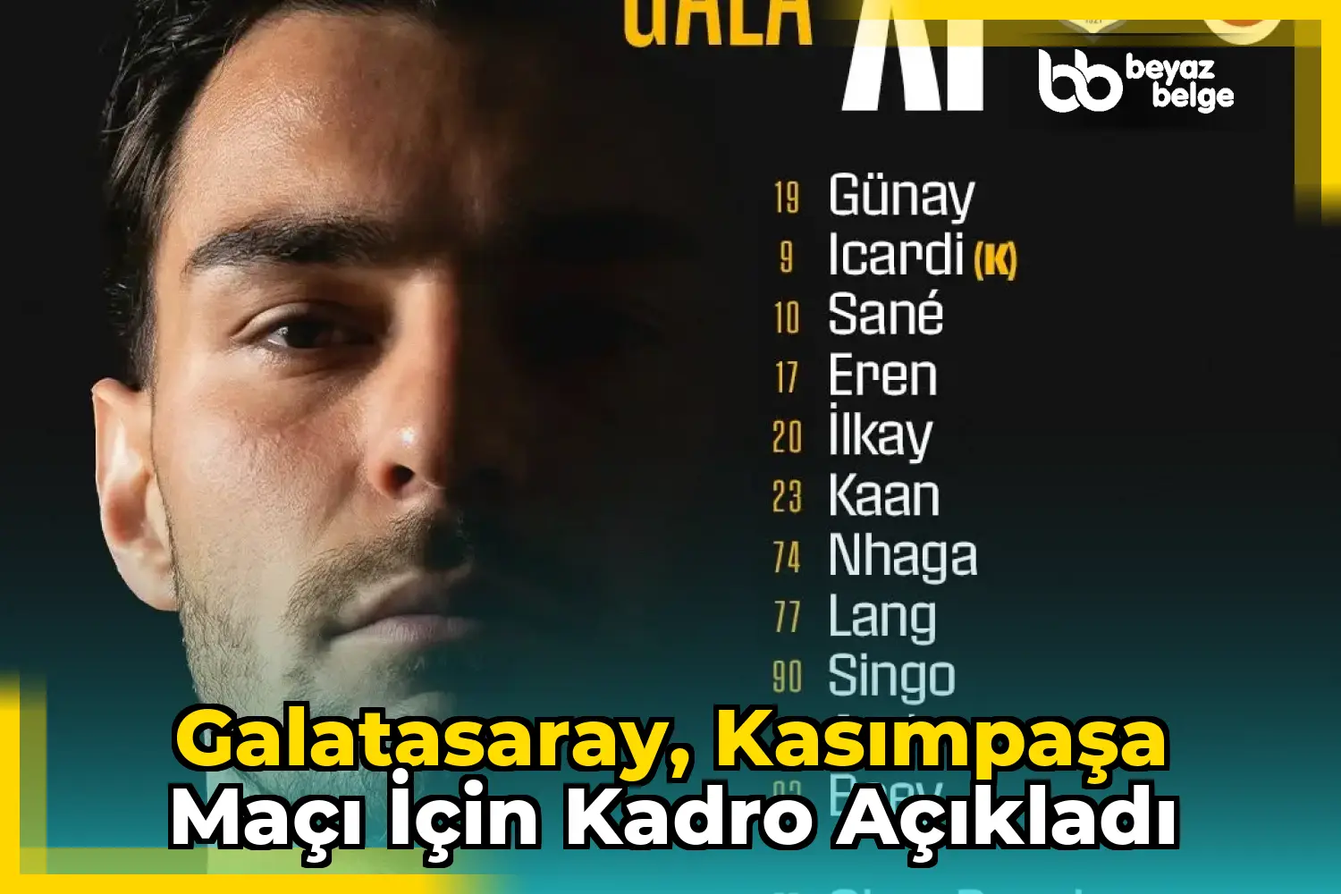 Galatasaray, Kasımpaşa Maçı İçin Kadro Açıkladı
