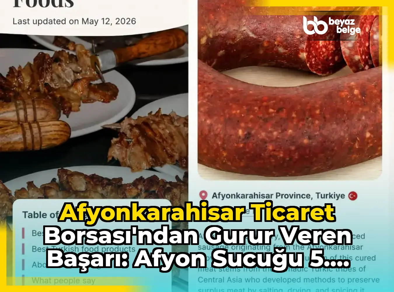 Afyonkarahisar Ticaret Borsası'ndan Gurur Veren Başarı: Afyon Sucuğu 5. Sırada!
