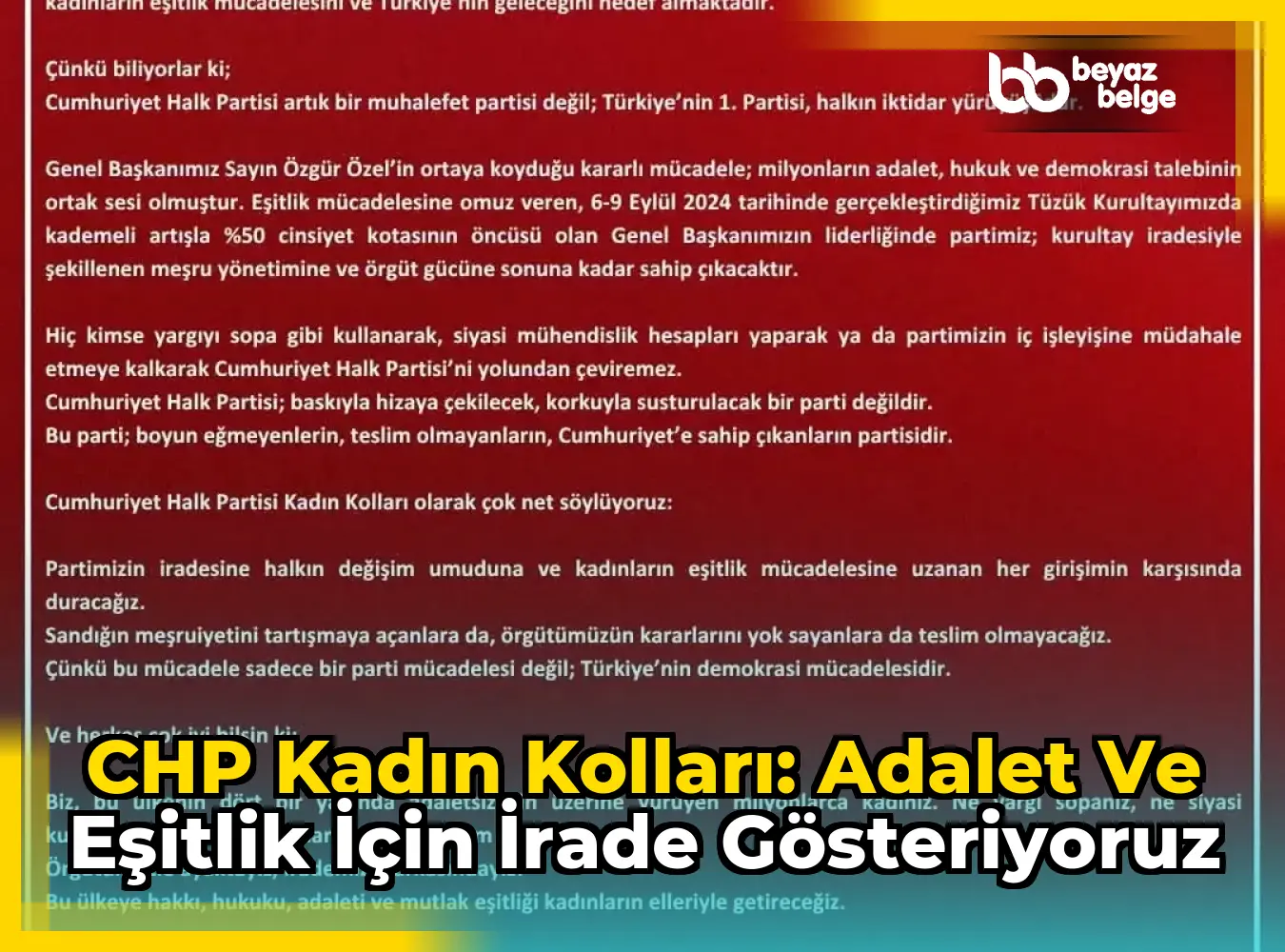 CHP Kadın Kolları: Adalet ve Eşitlik İçin İrade Gösteriyoruz
