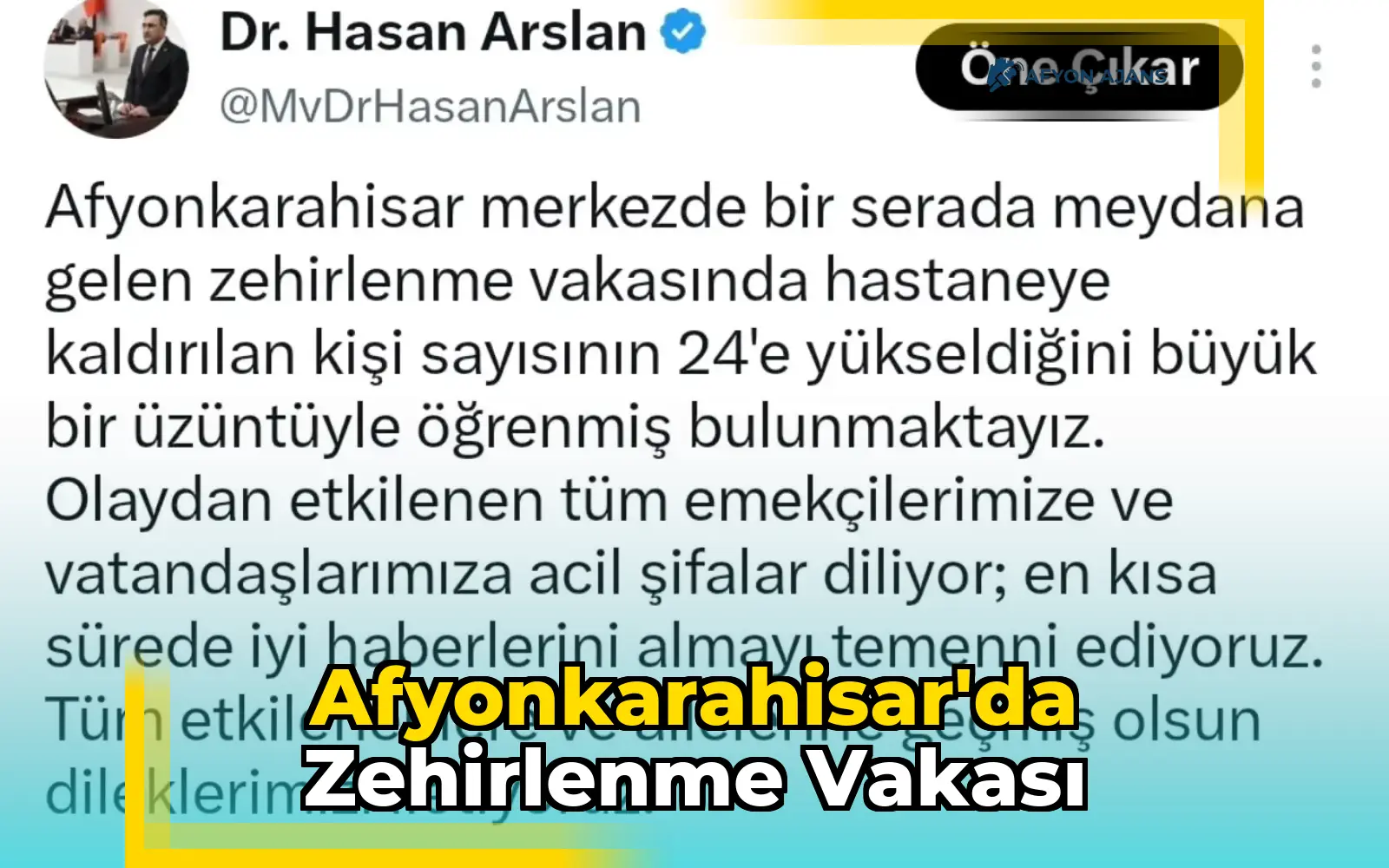 Afyonkarahisar'da Zehirlenme Vakası