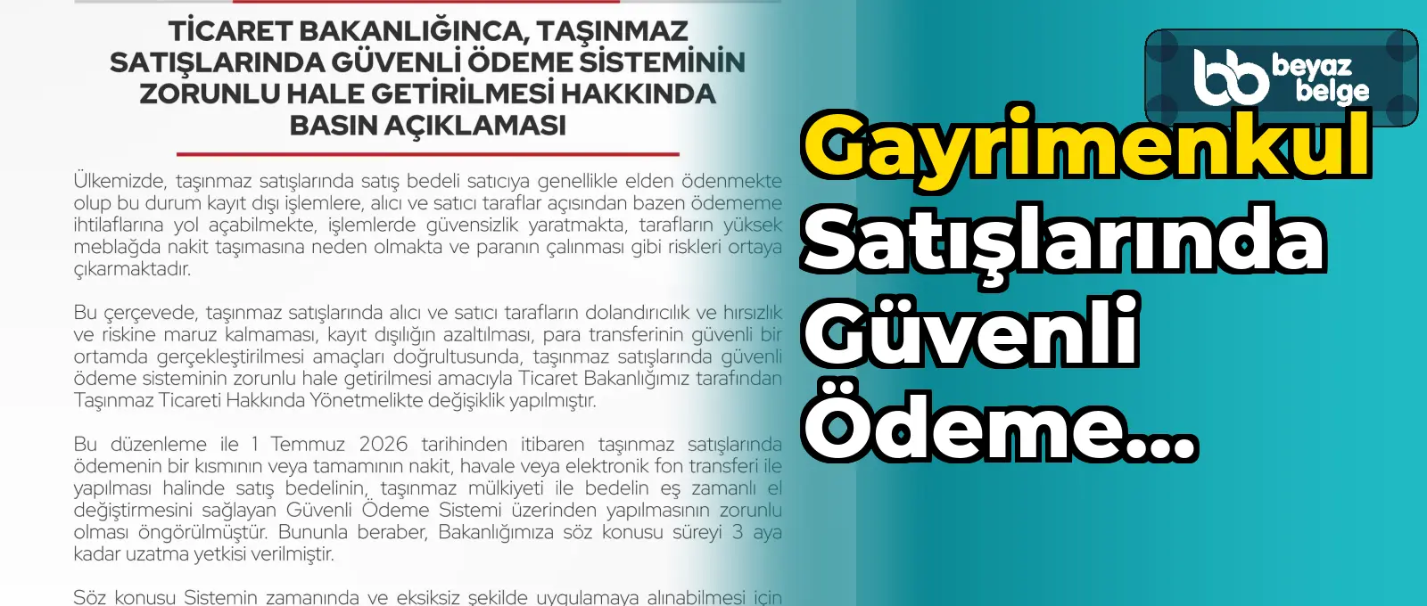 Gayrimenkul satışlarında güvenli ödeme sistemi zorunlu hale geldi