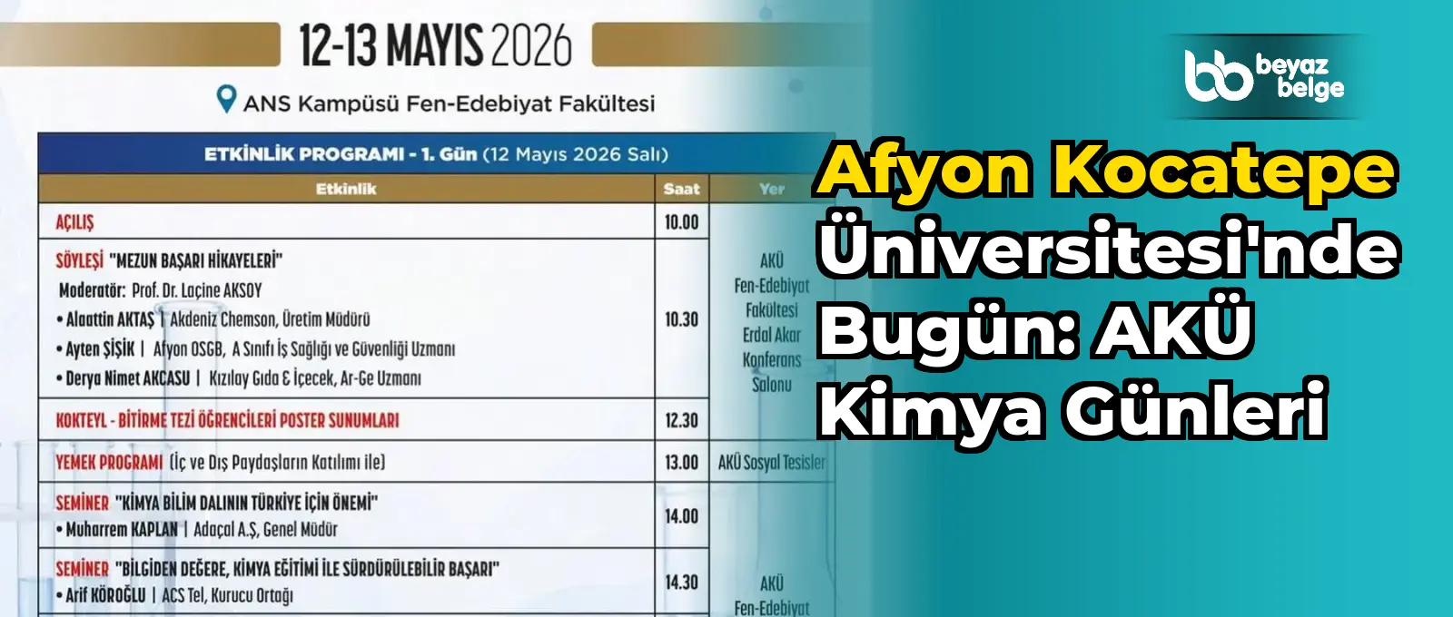 Afyon Kocatepe Üniversitesi'nde Bugün: AKÜ Kimya Günleri