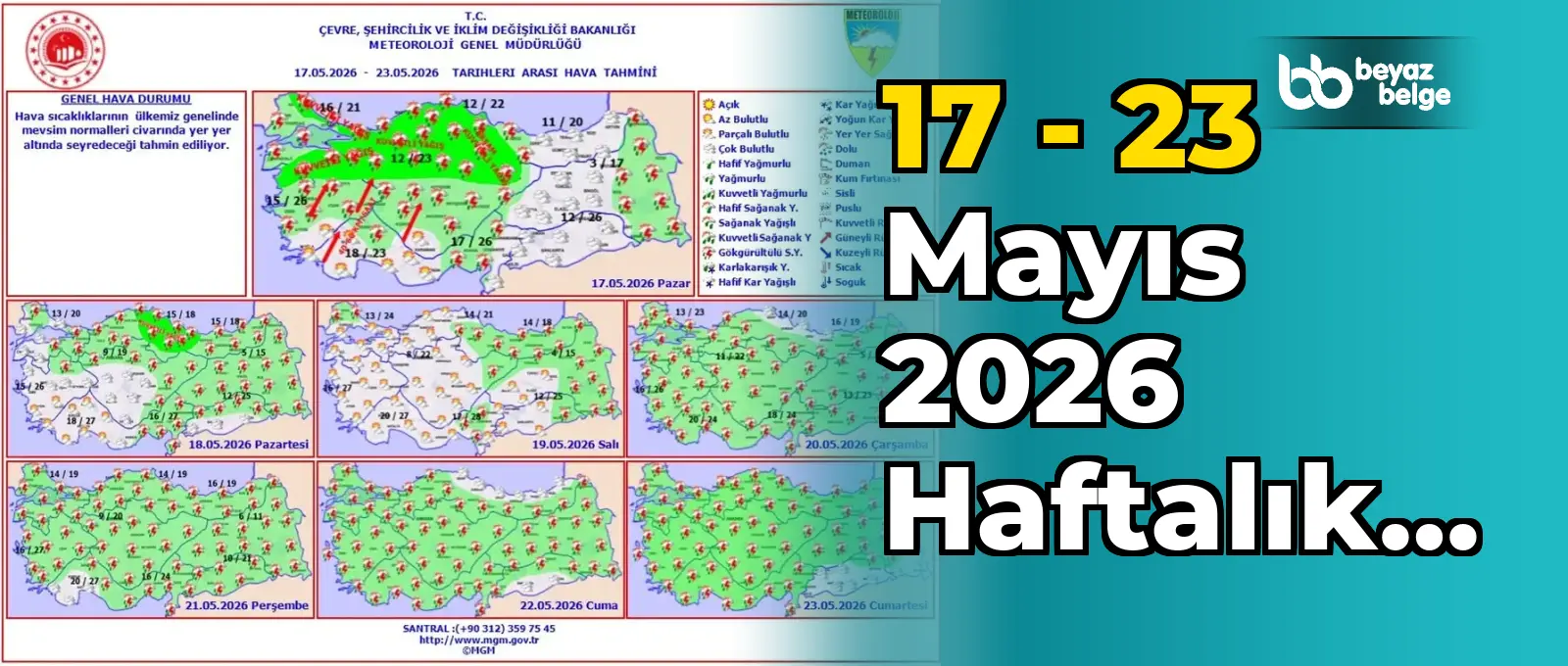 17 - 23 Mayıs 2026 Haftalık Hava Tahmini