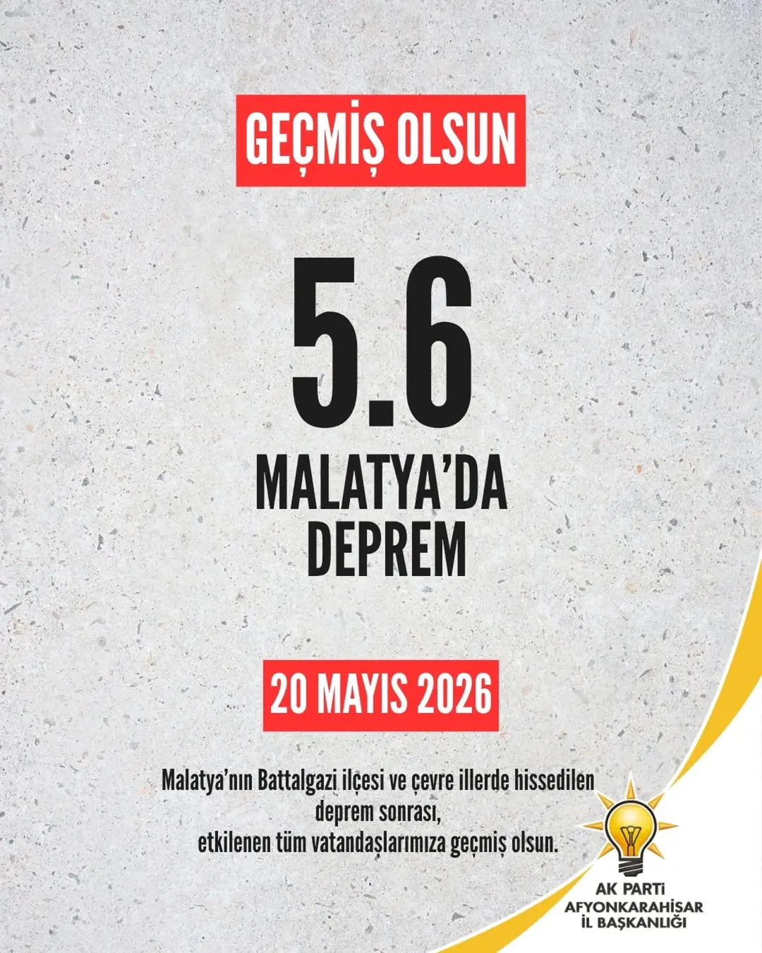 Malatya'nın Battalgazi İlçesinde Meydana Gelen 5.6 Büyüklüğündeki Deprem