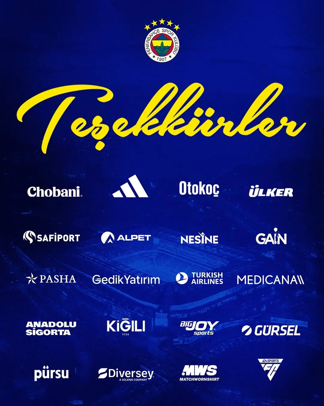 Fenerbahçe'den Sponsorlara Teşekkür Mesajı