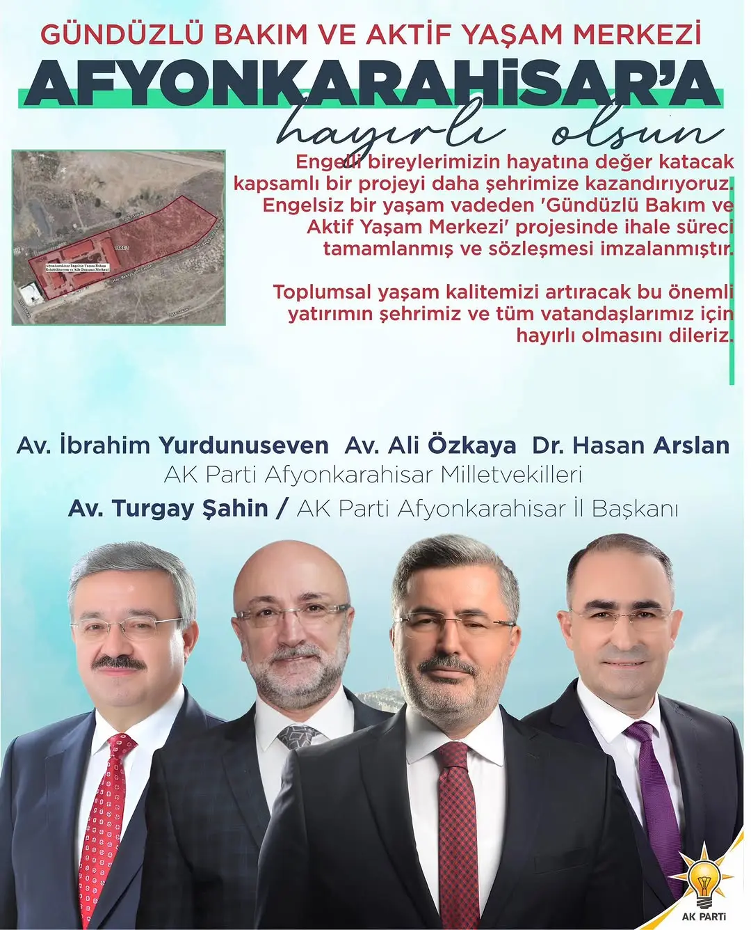 Ak Parti Afyonkarahisar Milletvekili Ali Özkaya'dan Yenice Mahallesine Engelsiz Yaşam Merkezi Müjdesi