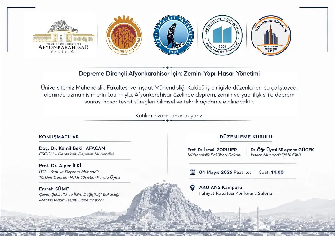 Depreme Dirençli Afyonkarahisar İçin Çalıştay Düzenlenecek