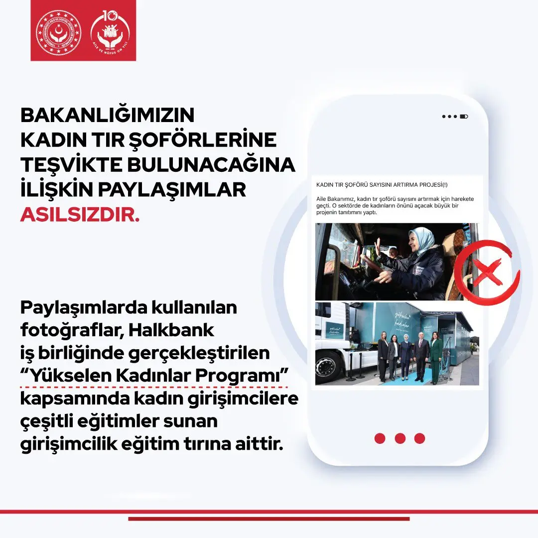 Kadın kamyon şoförlerine teşvik iddiaları yalanlandı