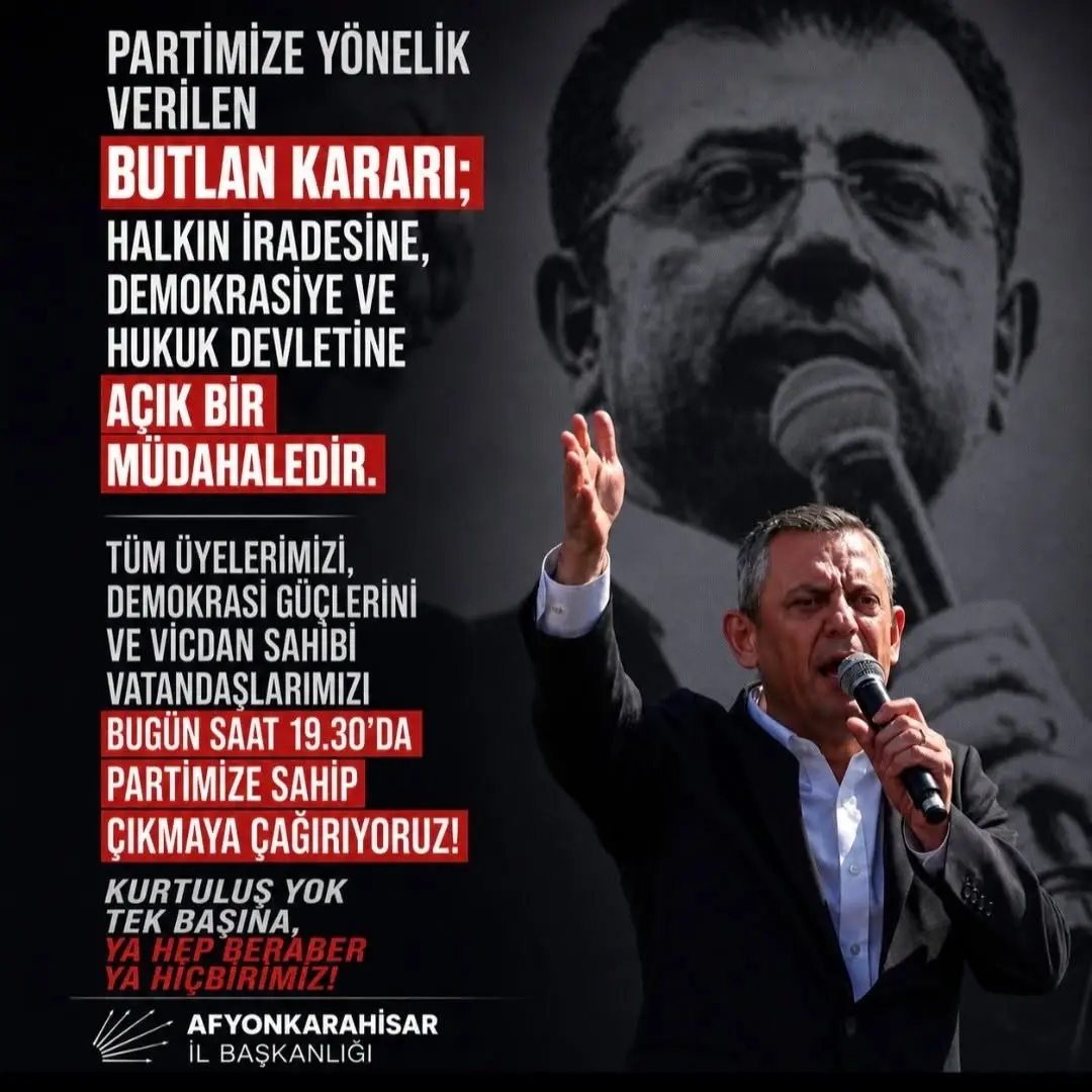 CHP Afyonkarahisar İl Başkanlığı'ndan Partiye Yönelik Butlan Kararına Tepki