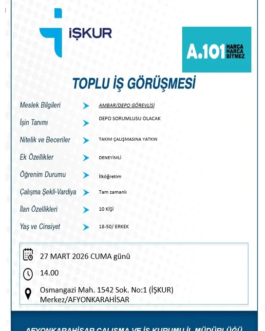 A101 Ambar/Depo Görevlisi İş İlanı - Toplu İş Görüşmesi Detayları