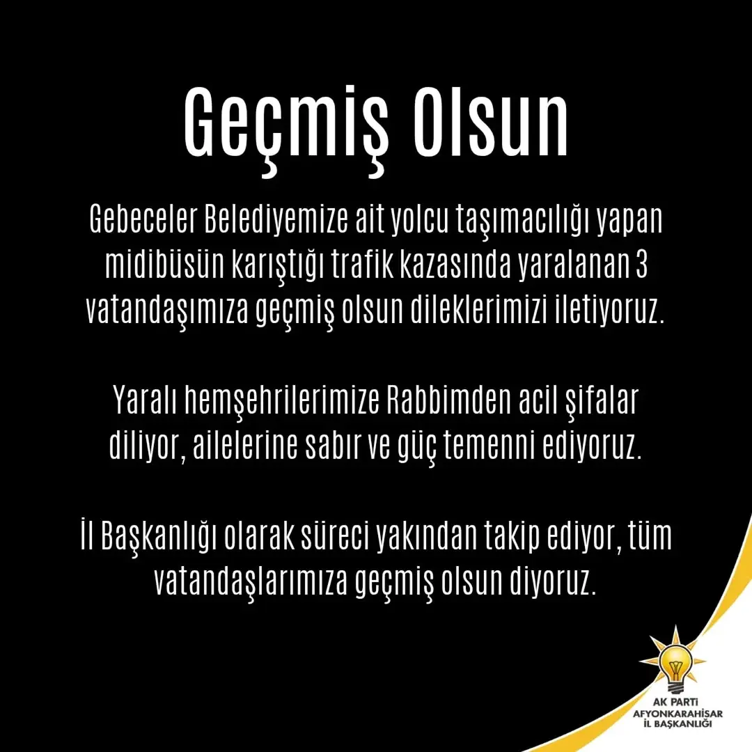 Gebeceler Belediyesi Midibüsü Karıştığı Trafik Kazasında Yaralanan Vatandaşlarımıza Geçmiş Olsun Diler