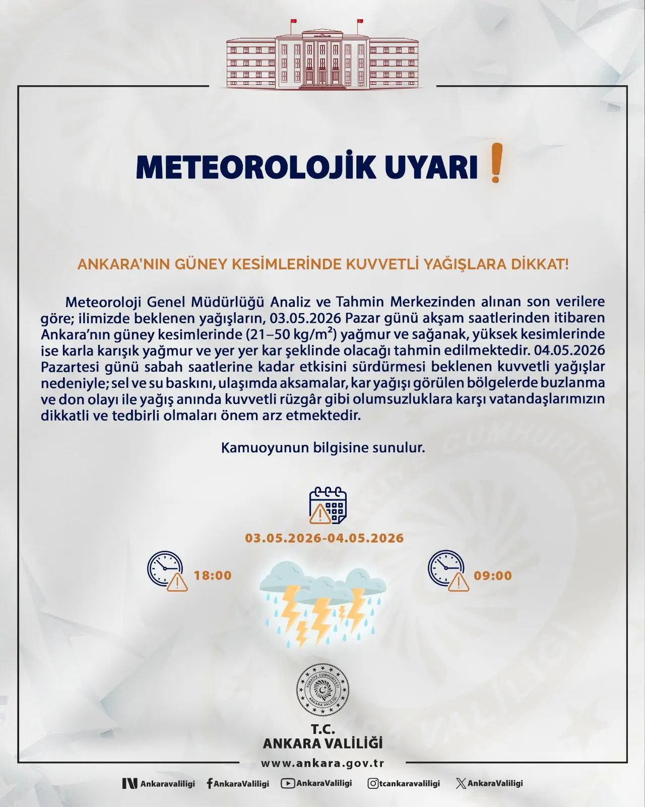 Ankara'nın Güneyinde Şiddetli Fırtına Bekleniyor