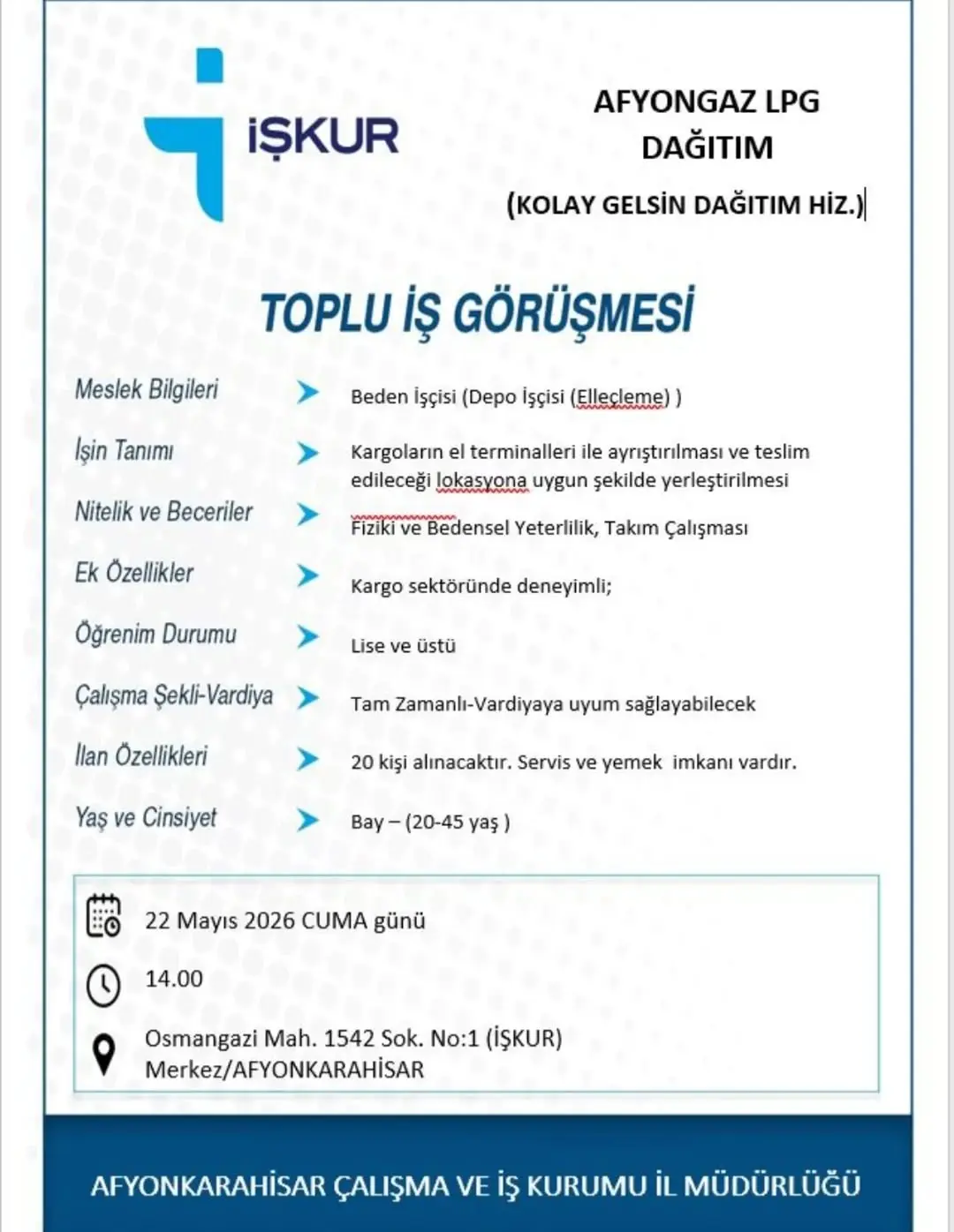 Afyongaz LPG Dağıtım Personel Alımı İlanı - İş Arayan Toplu Görüşmesi