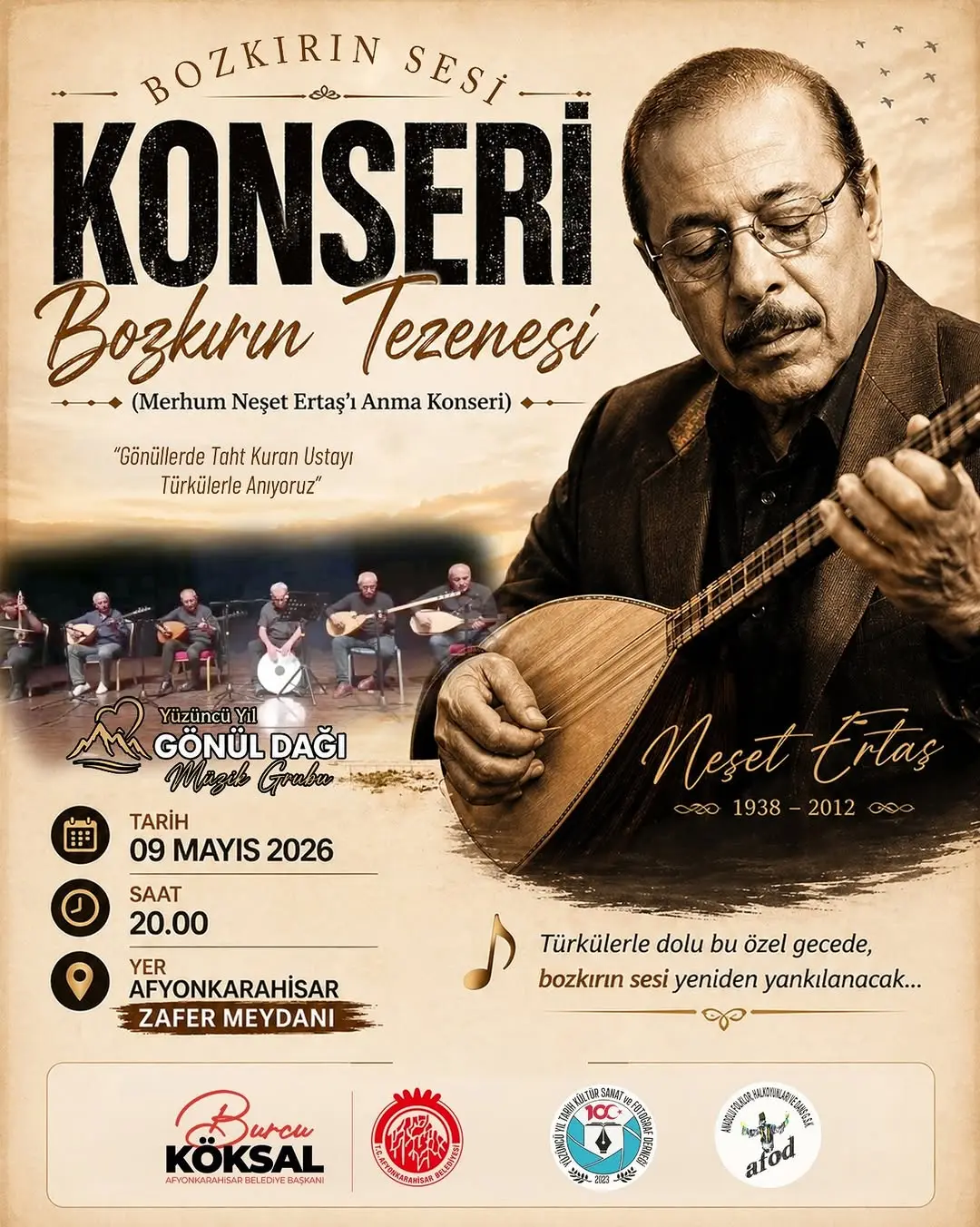 Bozkırın Tezenesi Neşet Ertaş’ın En Güzel Ezgileriyle Gönüllerimizi Isıtacak Bir Türkü Akşamı