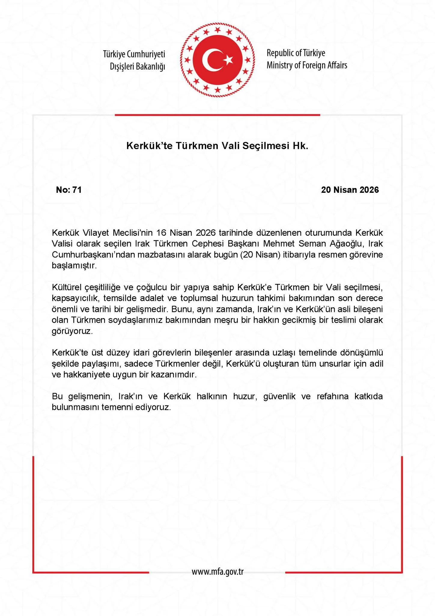 Kirkuk'ta Türkmen Valisi Seçimi Hakkında Bilgi