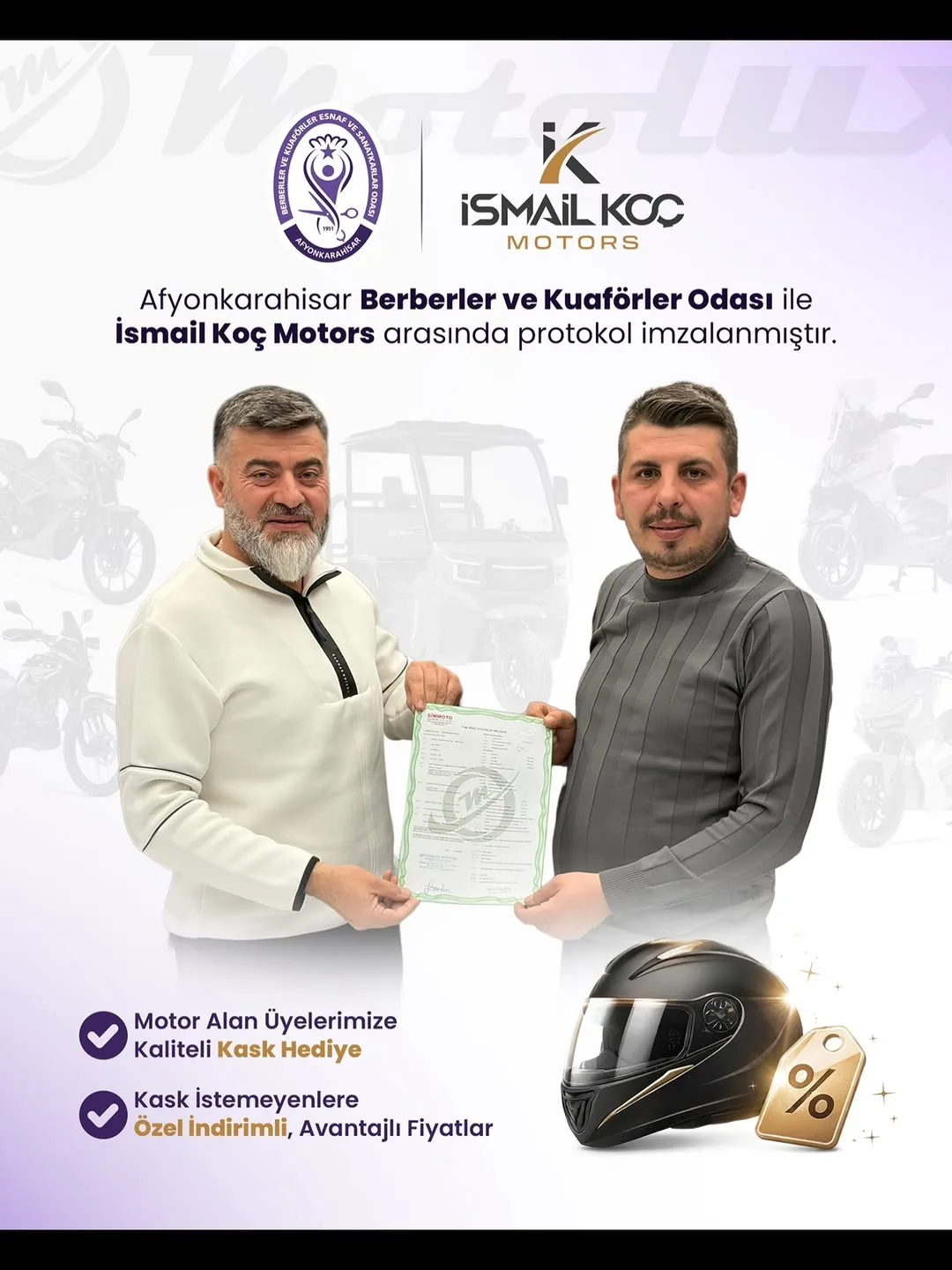 Afyonkarahisar Berberler ve Kuaförler Odası İle İsmail Koç Motors Arasında Protokol İmzalandı