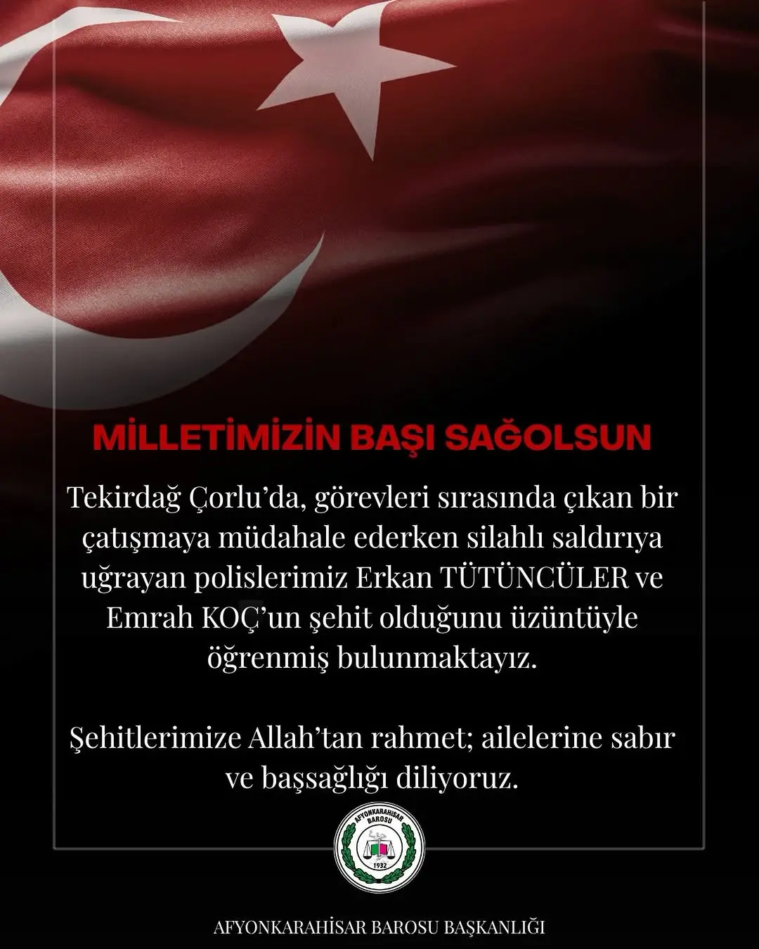 Çorlu'da Polislerimize Silahlı Saldırı: Şehitlerimiz Var!