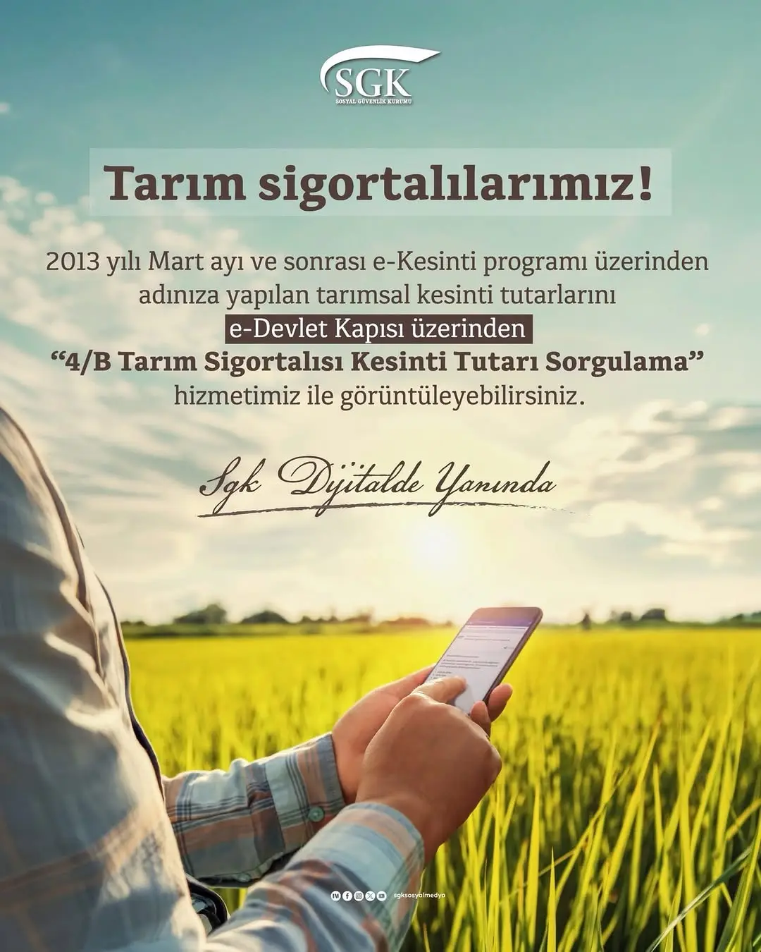 Tarım Sigortalılarına Önemli Duyuru