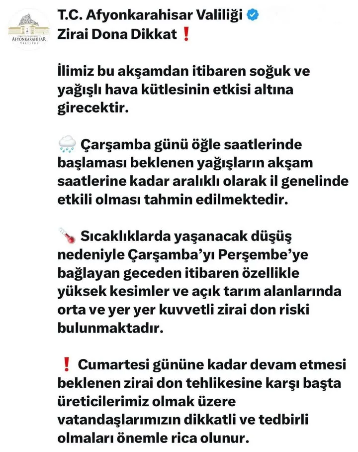 A post from Afyonkarahisar Valiliği