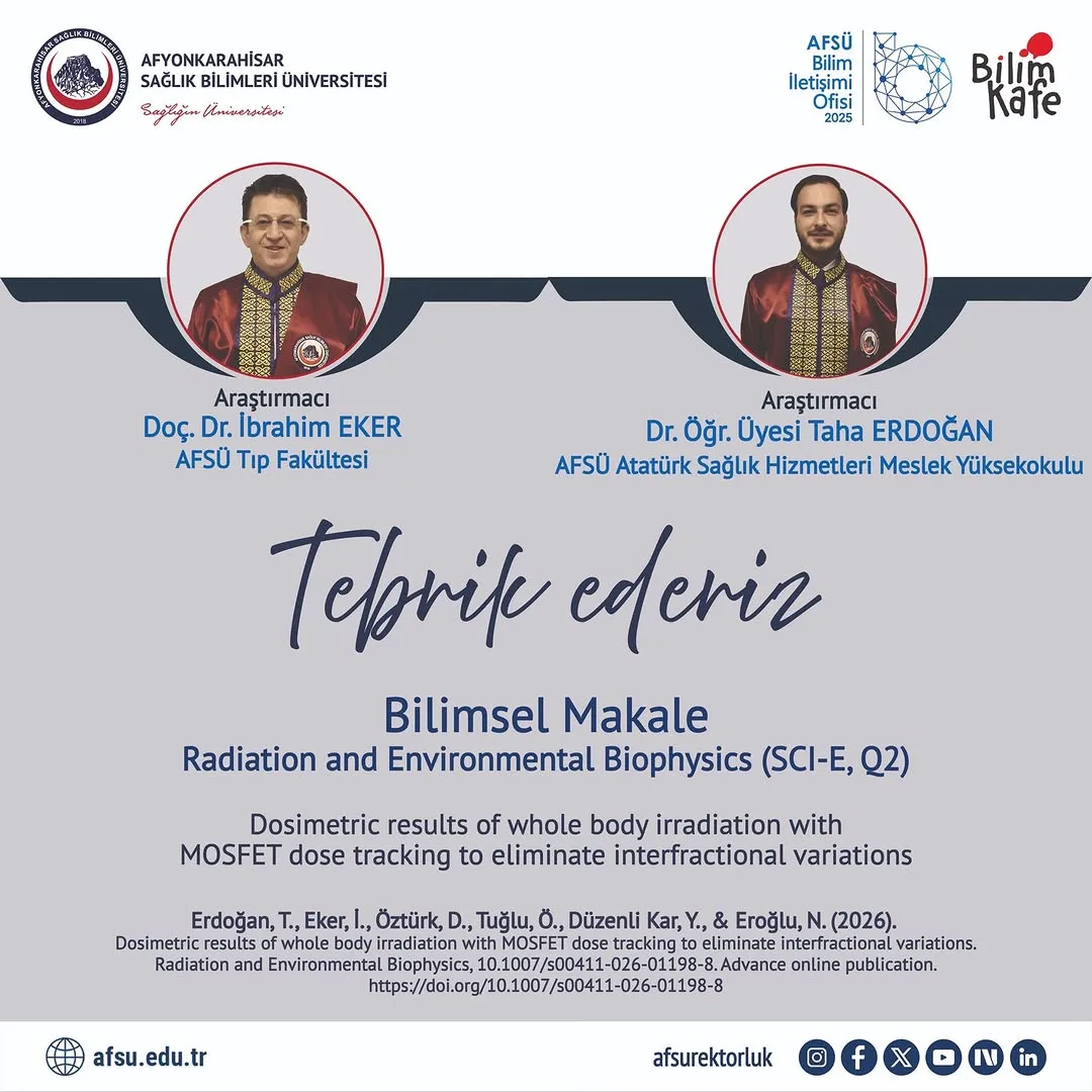 Akademik Başarı: AFSÜ'den Yayınlanan Bilimsel Makale (Radiation and Environmental Biophysics)