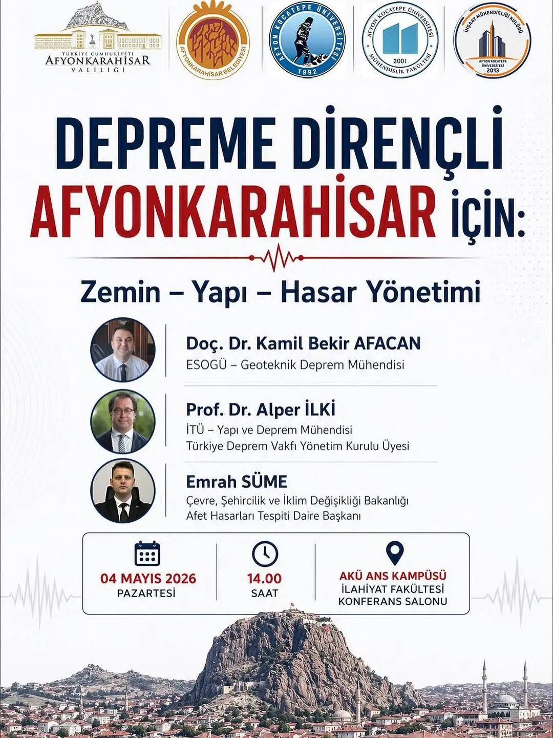 Afyon Kocatepe Üniversitesi'nden Depreme Dirençli Afyon İçin Seminer Düzenlenecek
