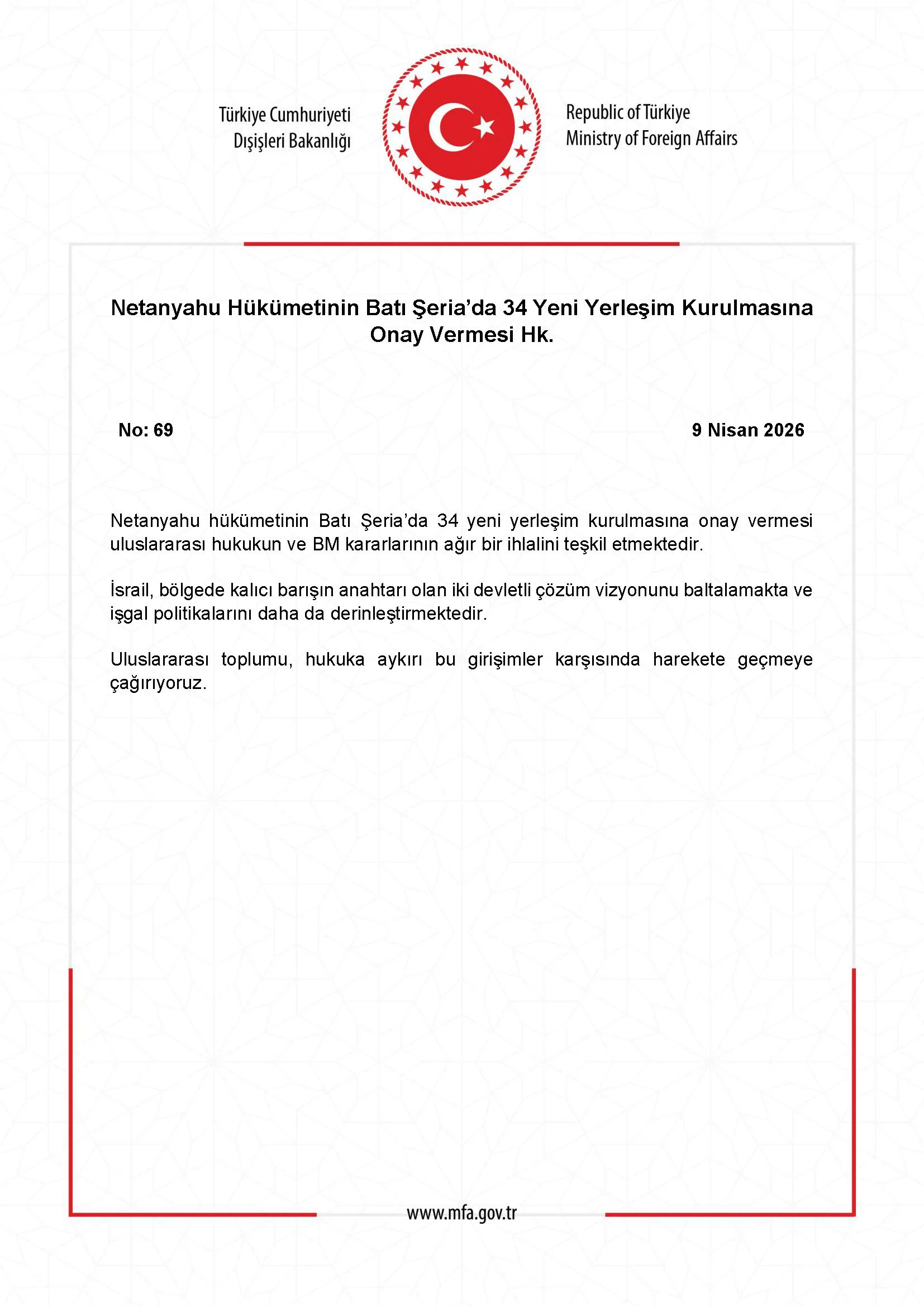 Netanyahu Hükümeti Batı Şeria'da 34 Yeni Yerleşim Onayı Verdi