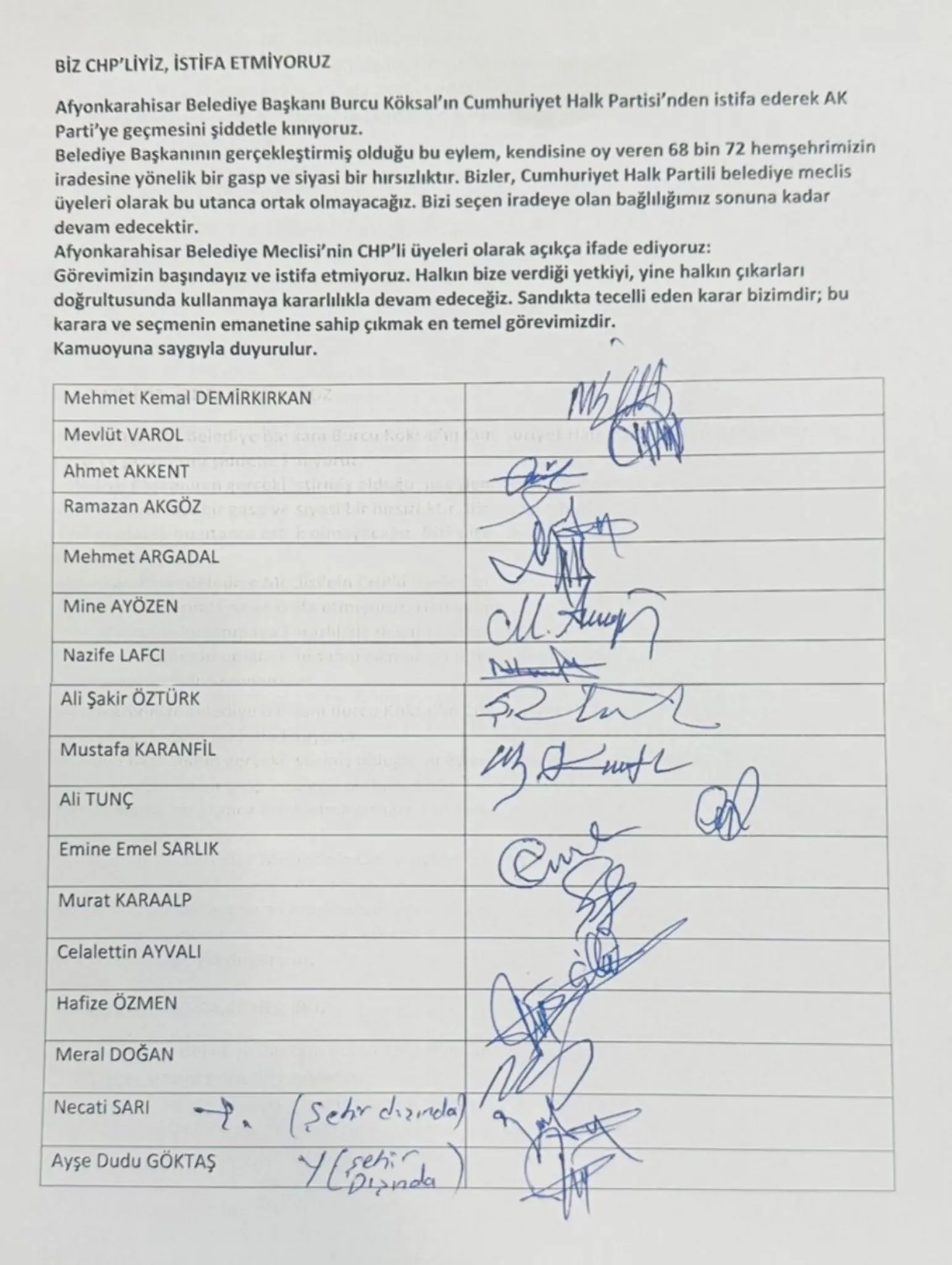 “Biz CHP’liyiz, İstifa Etmiyoruz” Bildirisi Gündem Oldu
