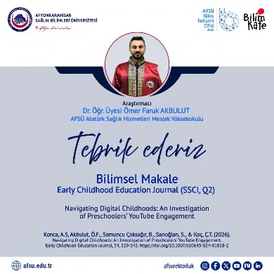 Akademik Başarı: AFSÜ Öğretim Üyesinden Yayınlanan Bilimsel Makale