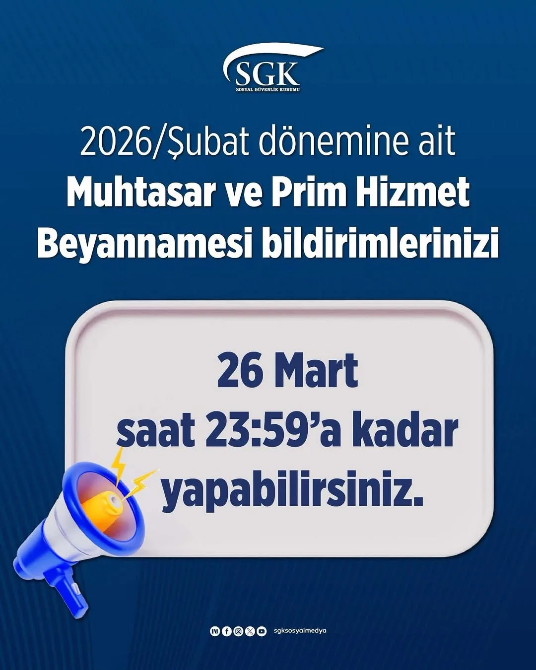SGK'dan Önemli Hatırlatma: 2026/Şubat Dönemine Ait Bildirimlerin Son Tarihi Bugün!