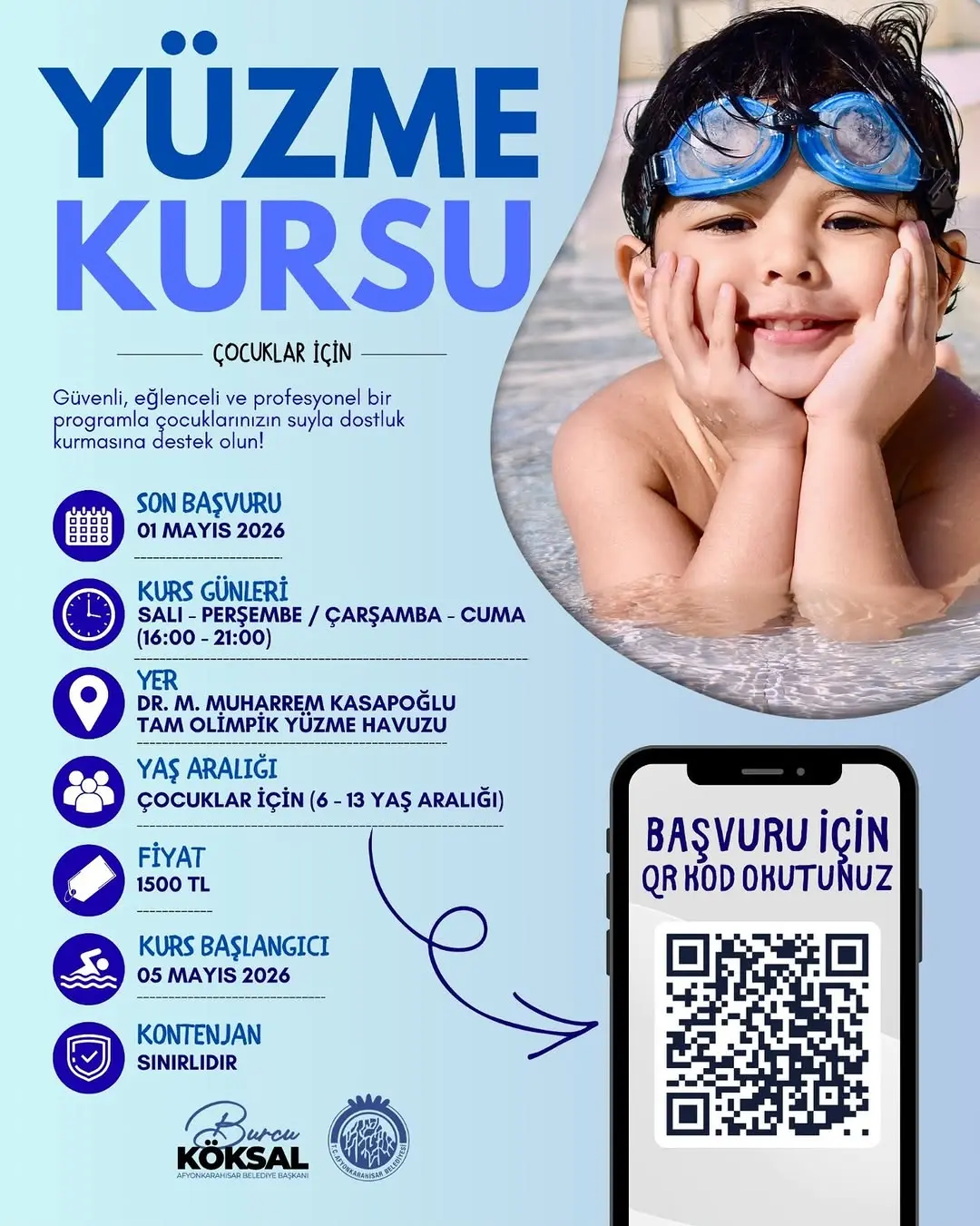 Afyonkarahisar Belediyesi'nden Yüzme Kursu Duyurusu