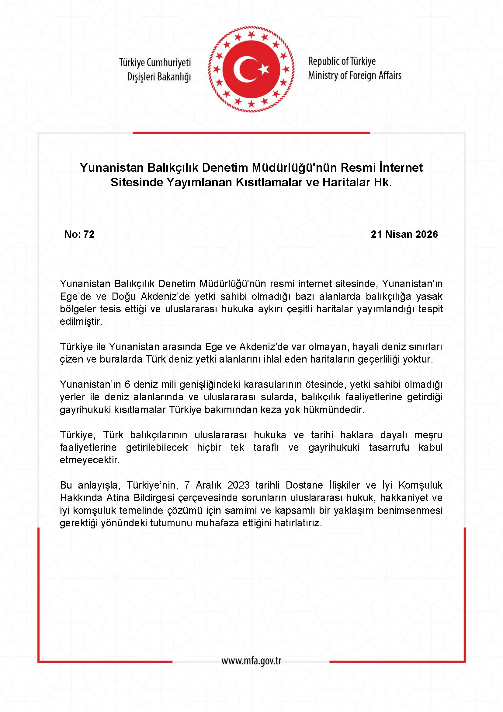 Yunanistan Balıkçılık Denetim Müdürlüğü Kısıtlamaları Duyuruldu