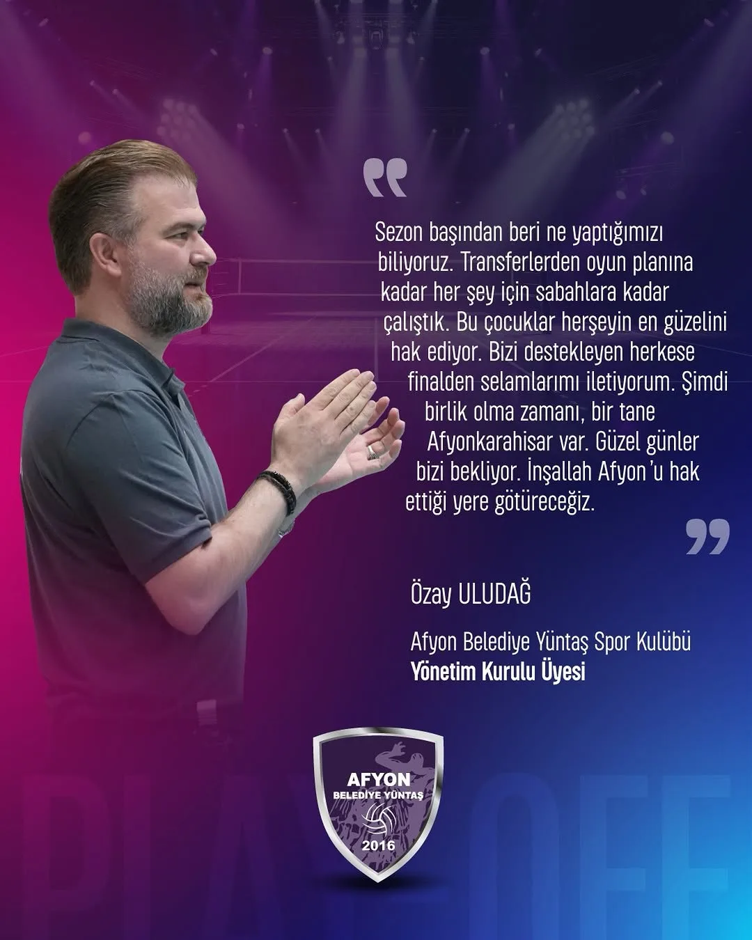Afyon Belediye Yüntaş Spor Kulübü'nden Motivasyon Dolu Mesaj
