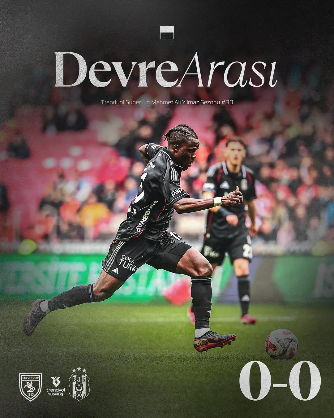 Beşiktaş, Samsunspor maçının ilk yarısını berabere tamamladı