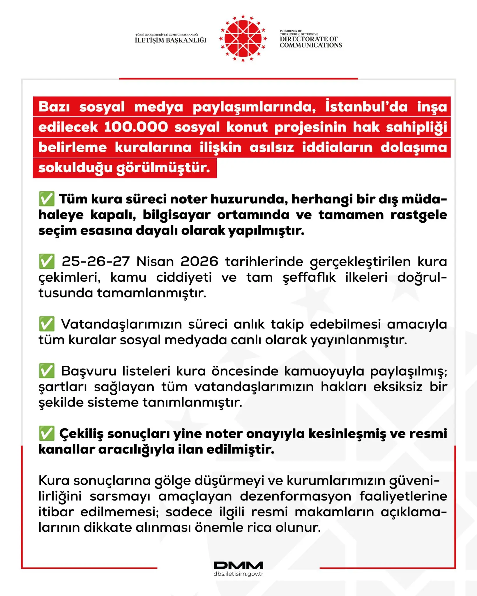 İstanbul'daki sosyal konut projesi ile ilgili açıklama